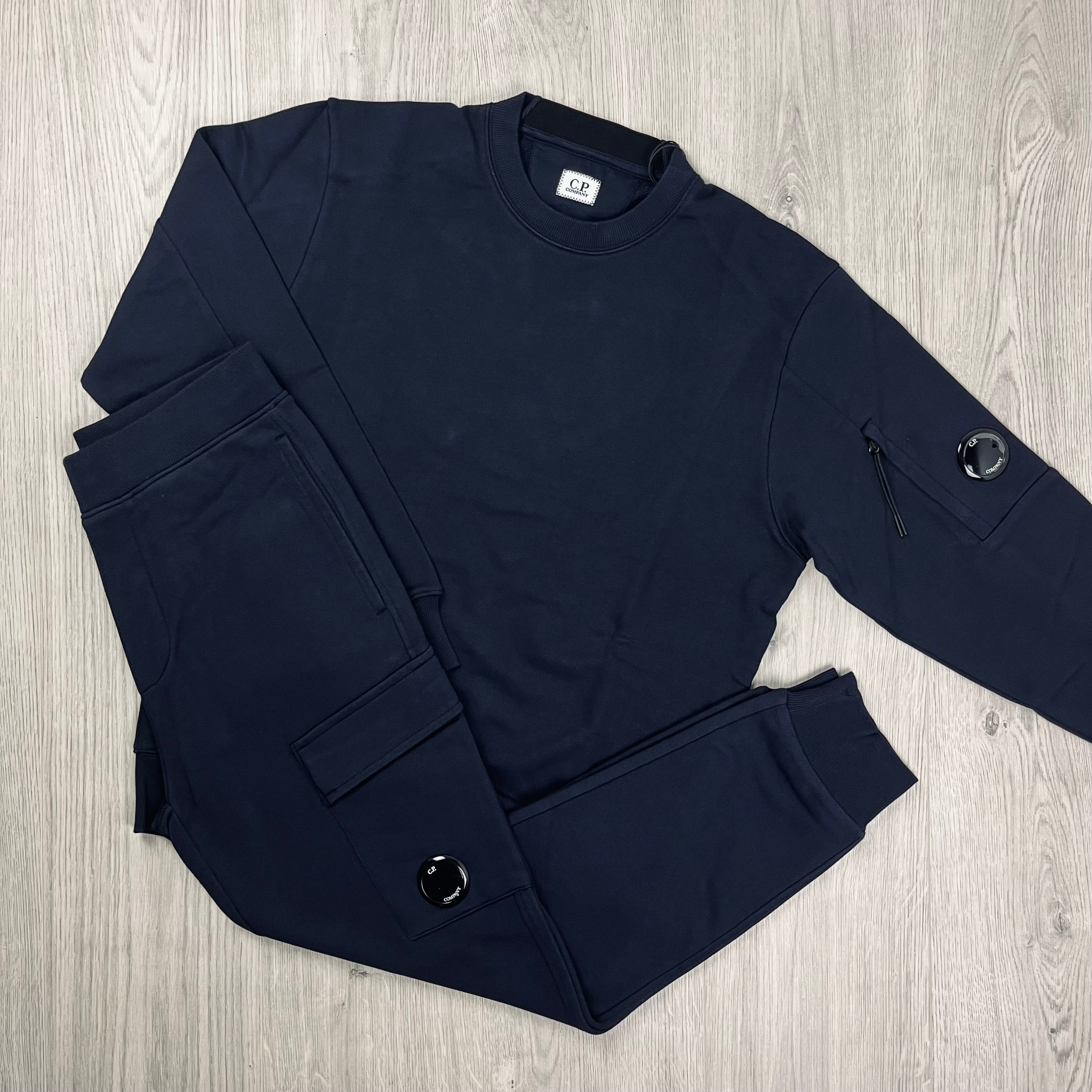 CP Company Tracksuit in Total Eclipse Navy Blue. On sale at Open Attire. 