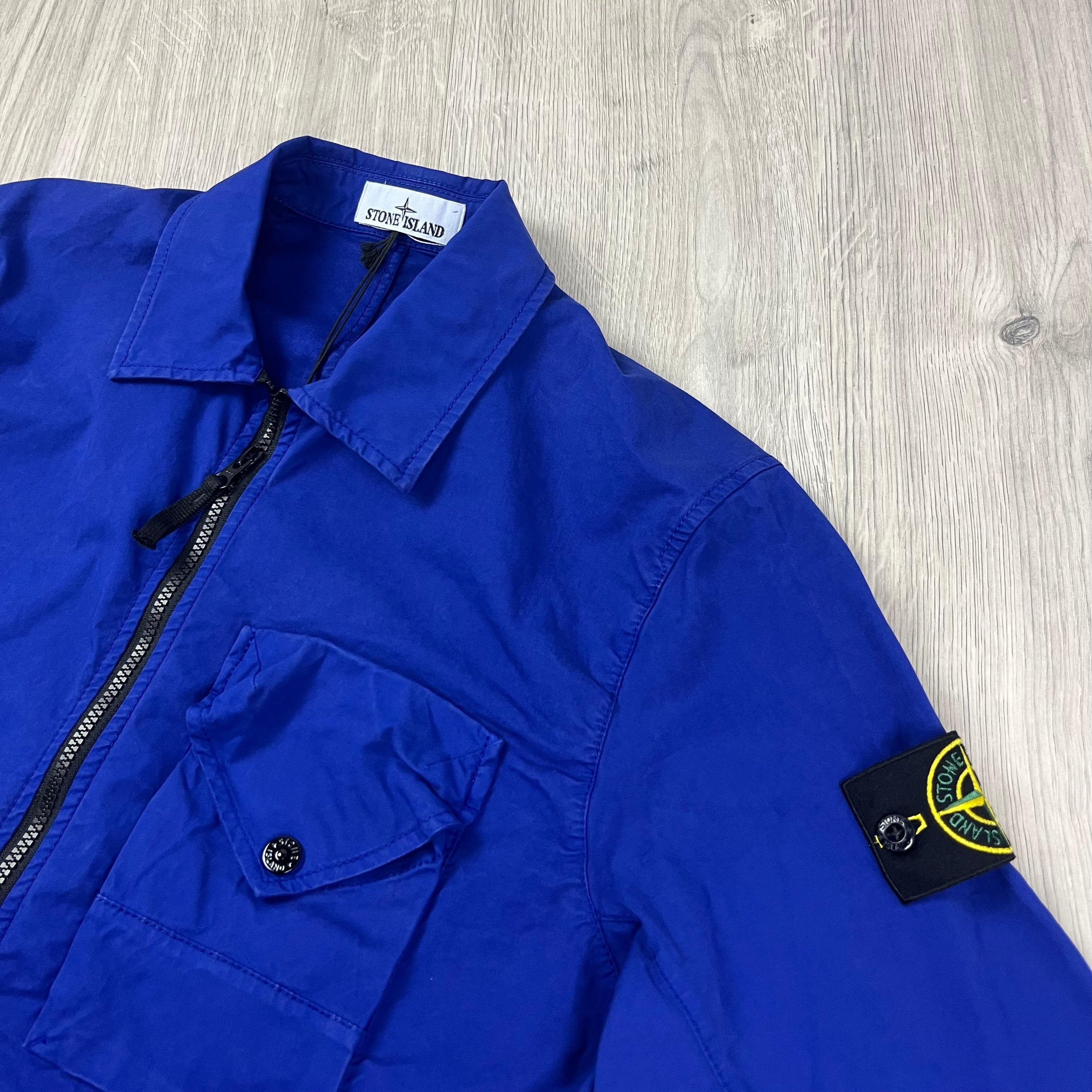 Stone Island Gabardine Overshirt in Bluette. On sale at Open Attire.