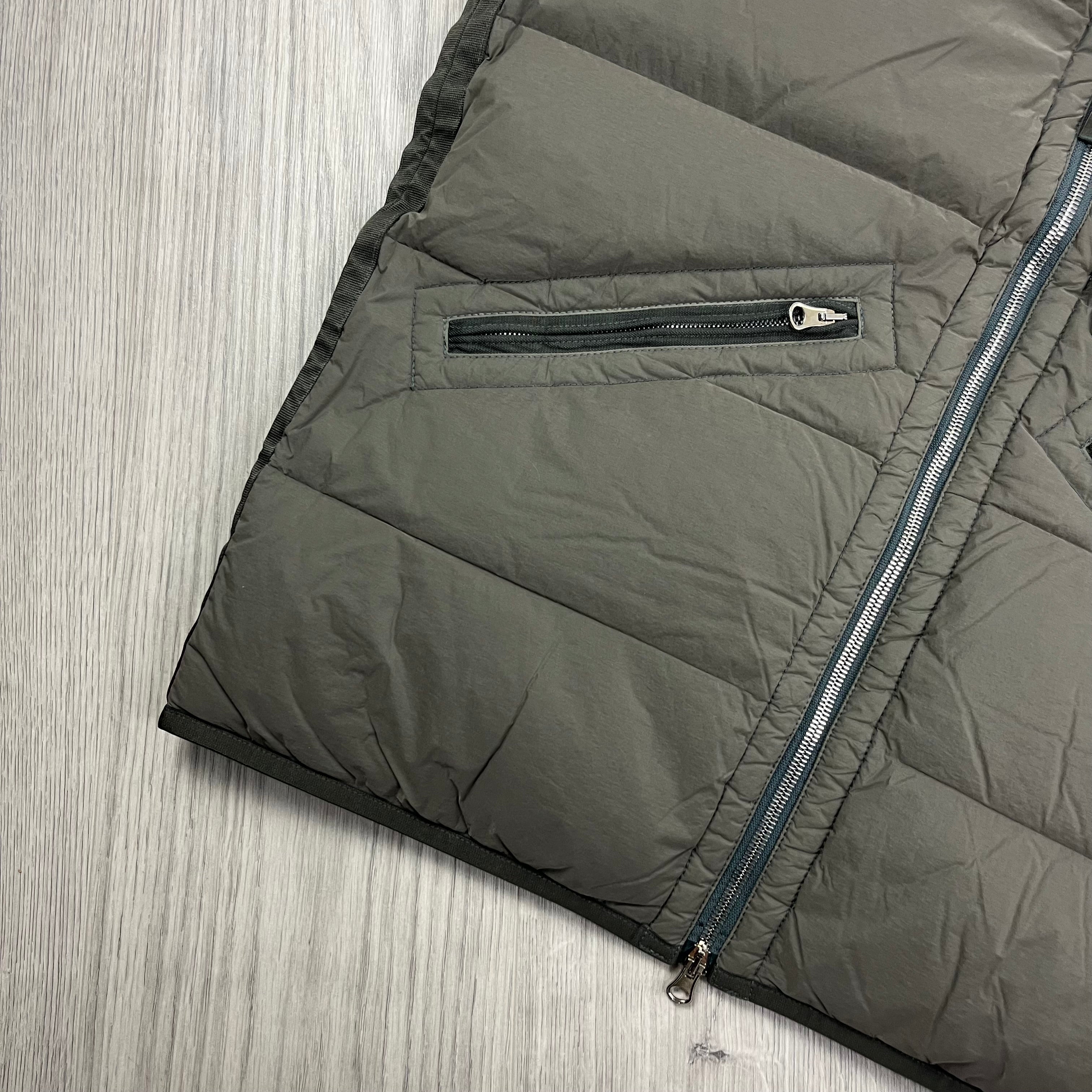 Stone Island down gilet in Walnut Brown. On sale at Open Attire.