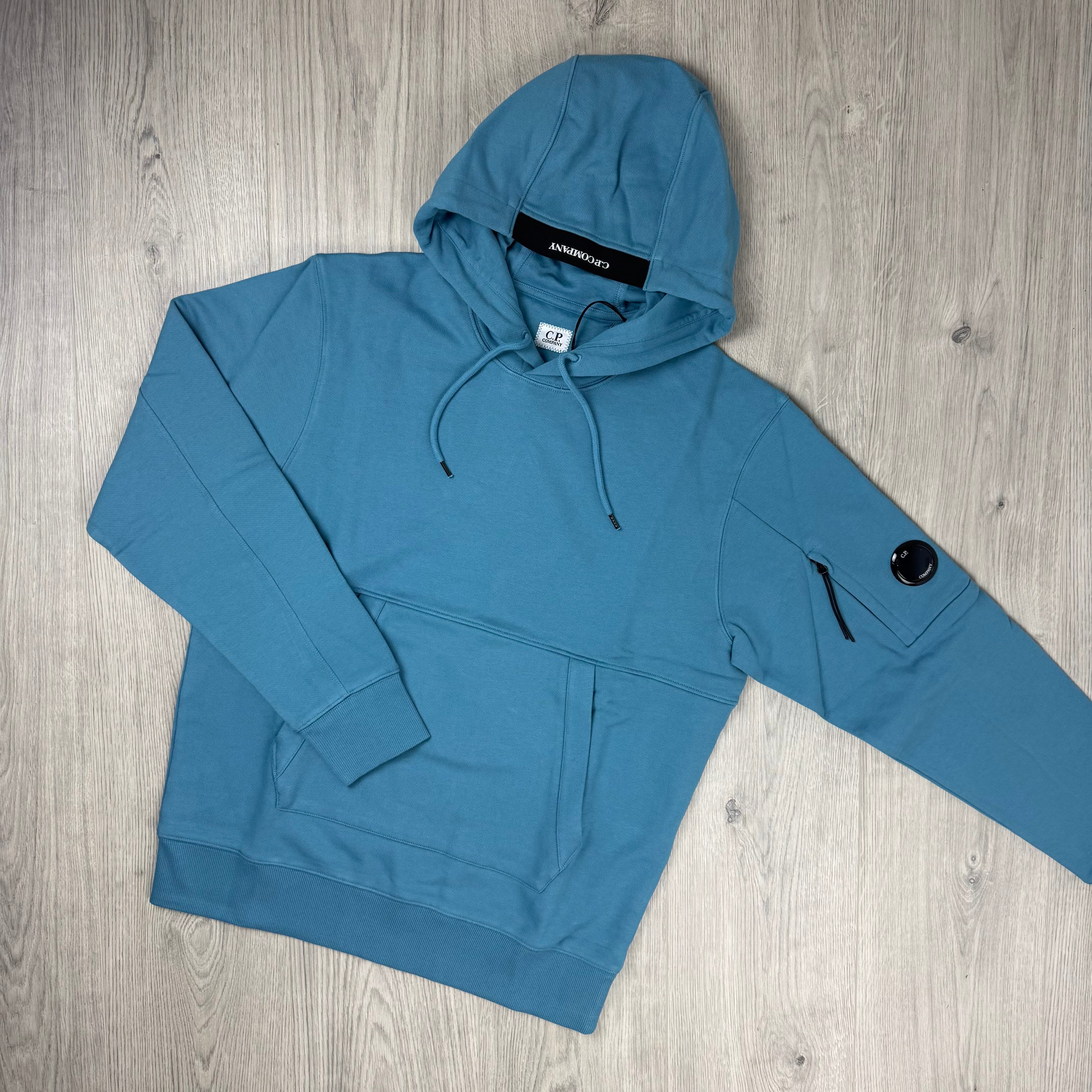 CP Company Raised Fleece Hoodie - Aegean Blue