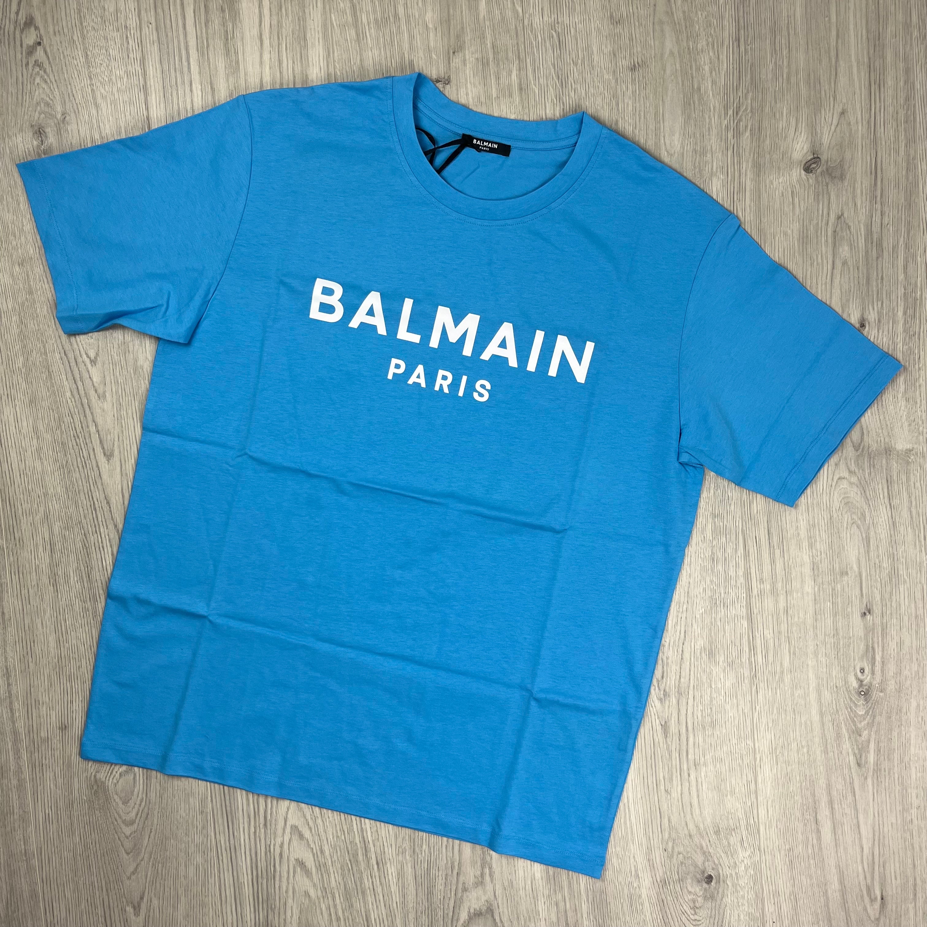 Balmain Printed T-Shirt- Blue