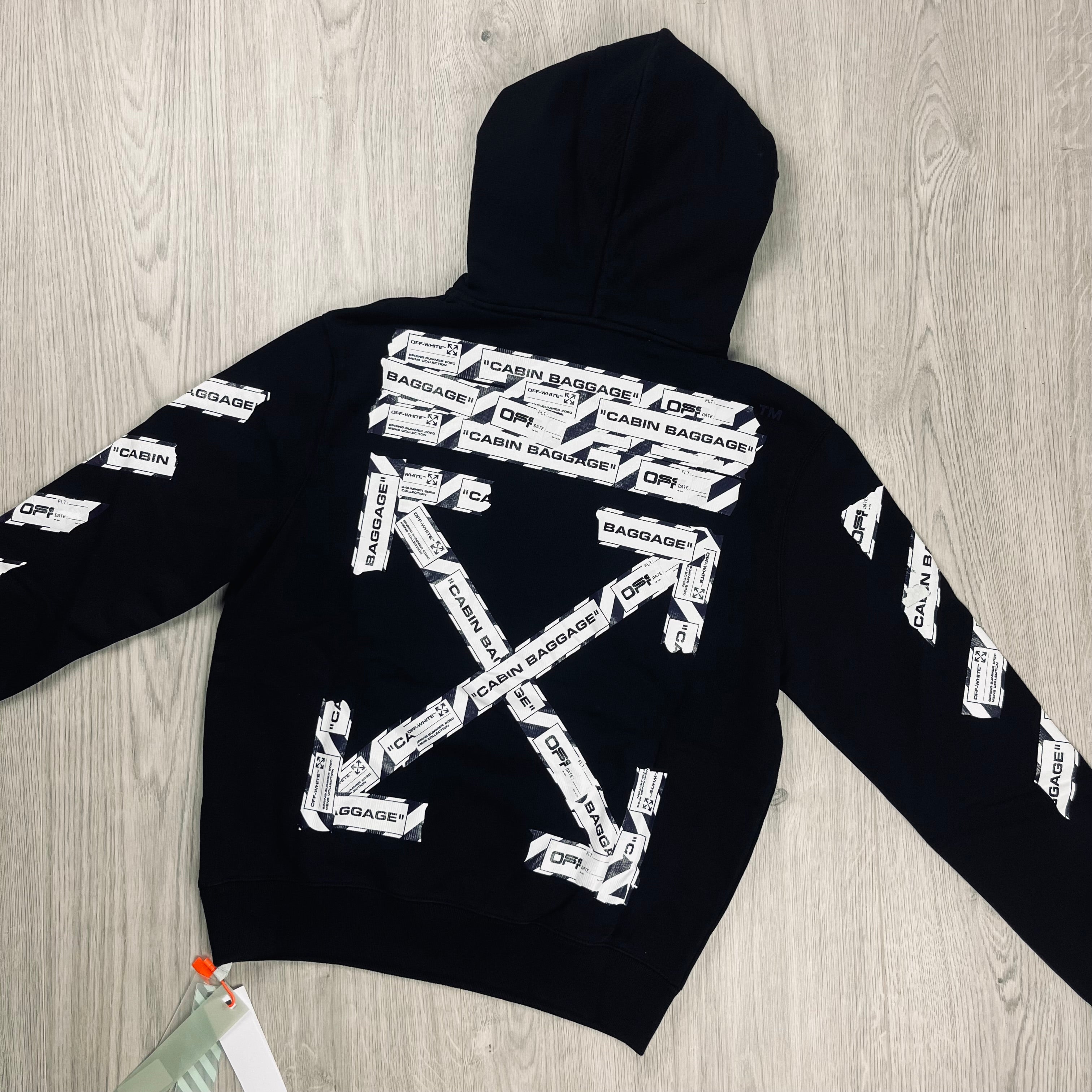 Off White Tape Hoodie Black S