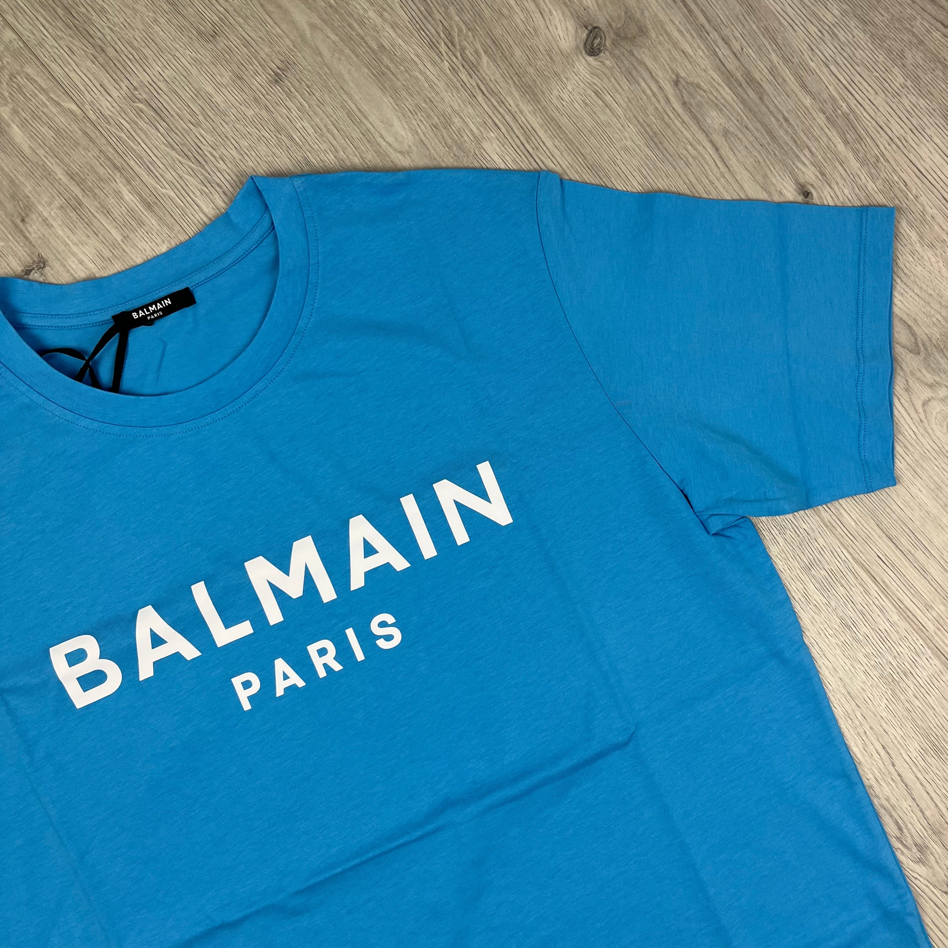 Balmain Printed T-Shirt- Blue