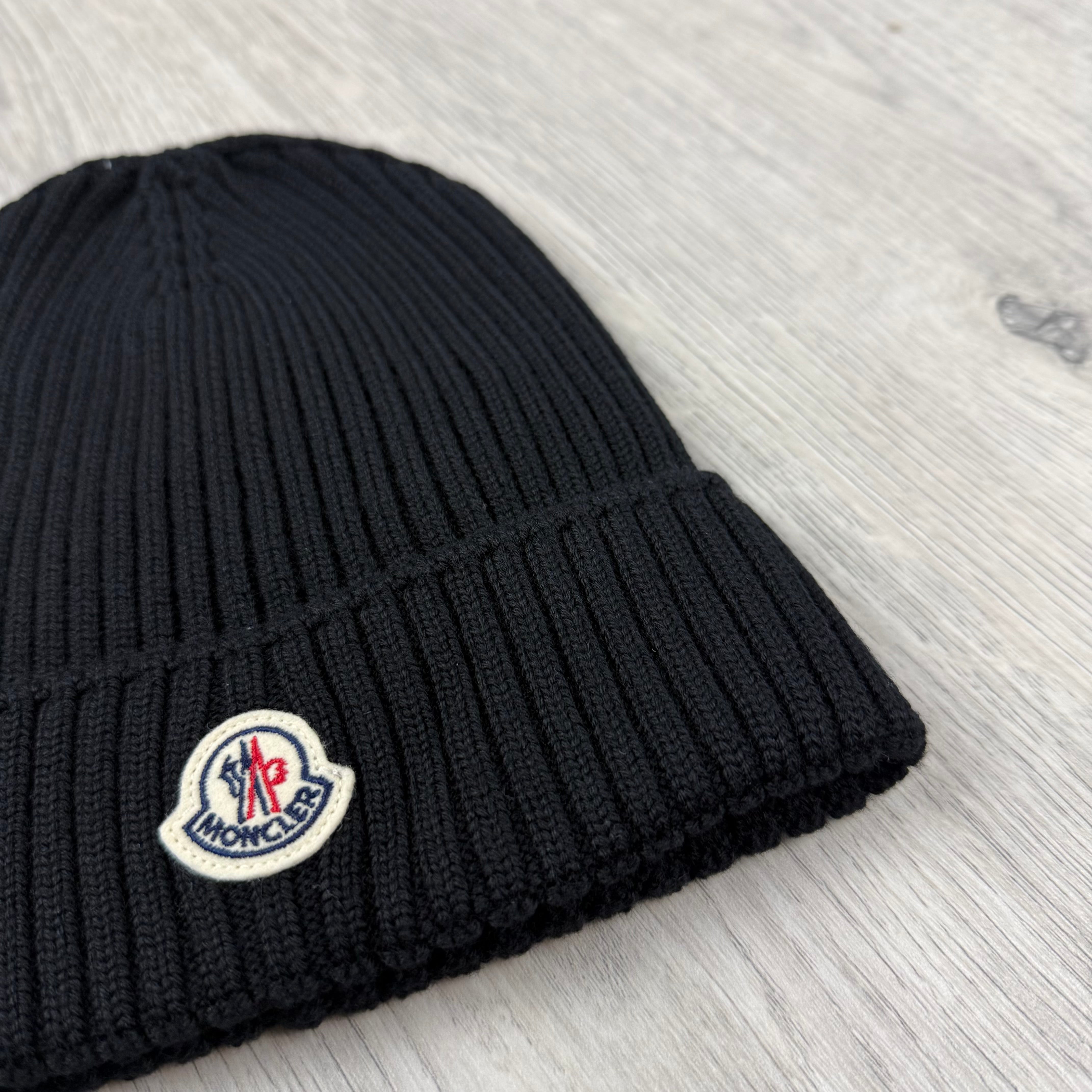 Moncler Junior Ribbed Beanie - Black