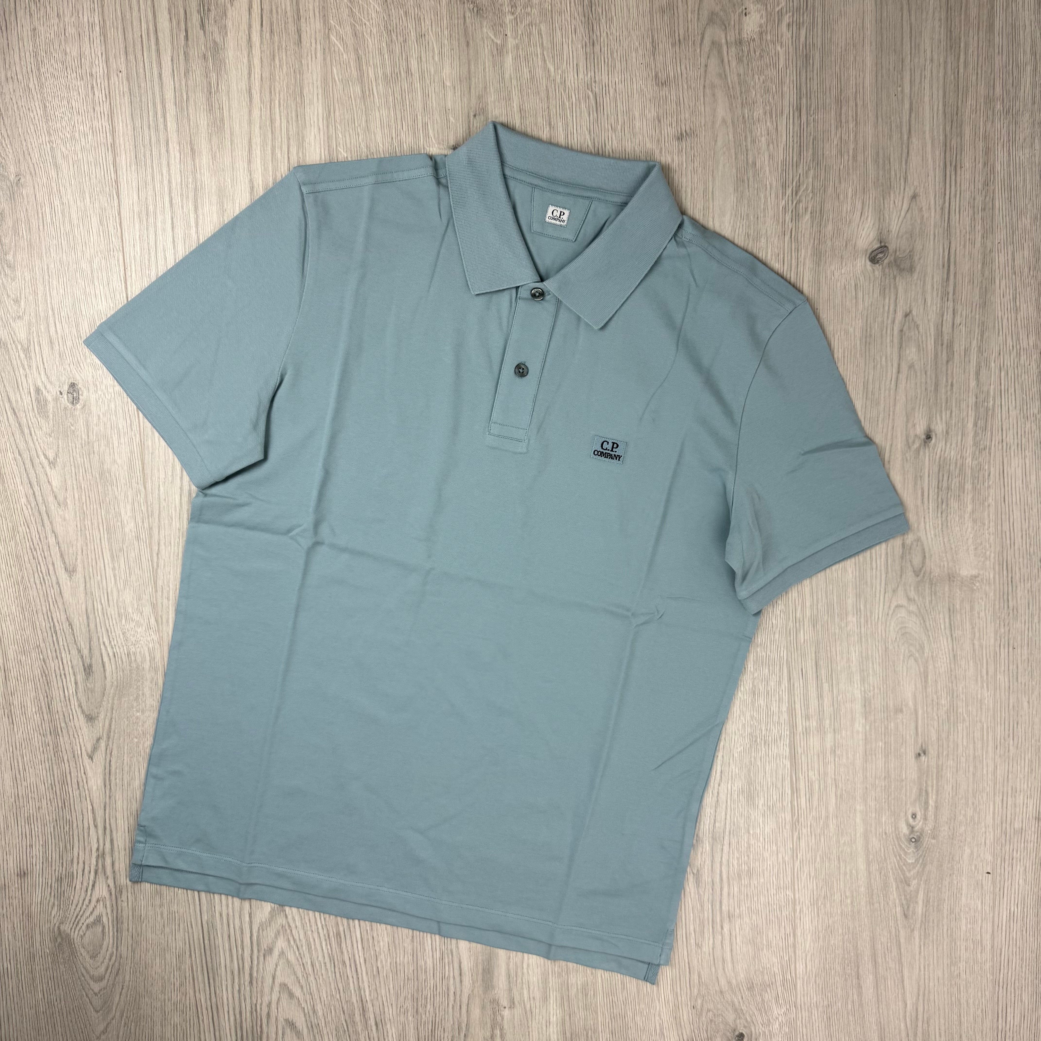 CP Company Piquet Polo Shirt - Silver Blue