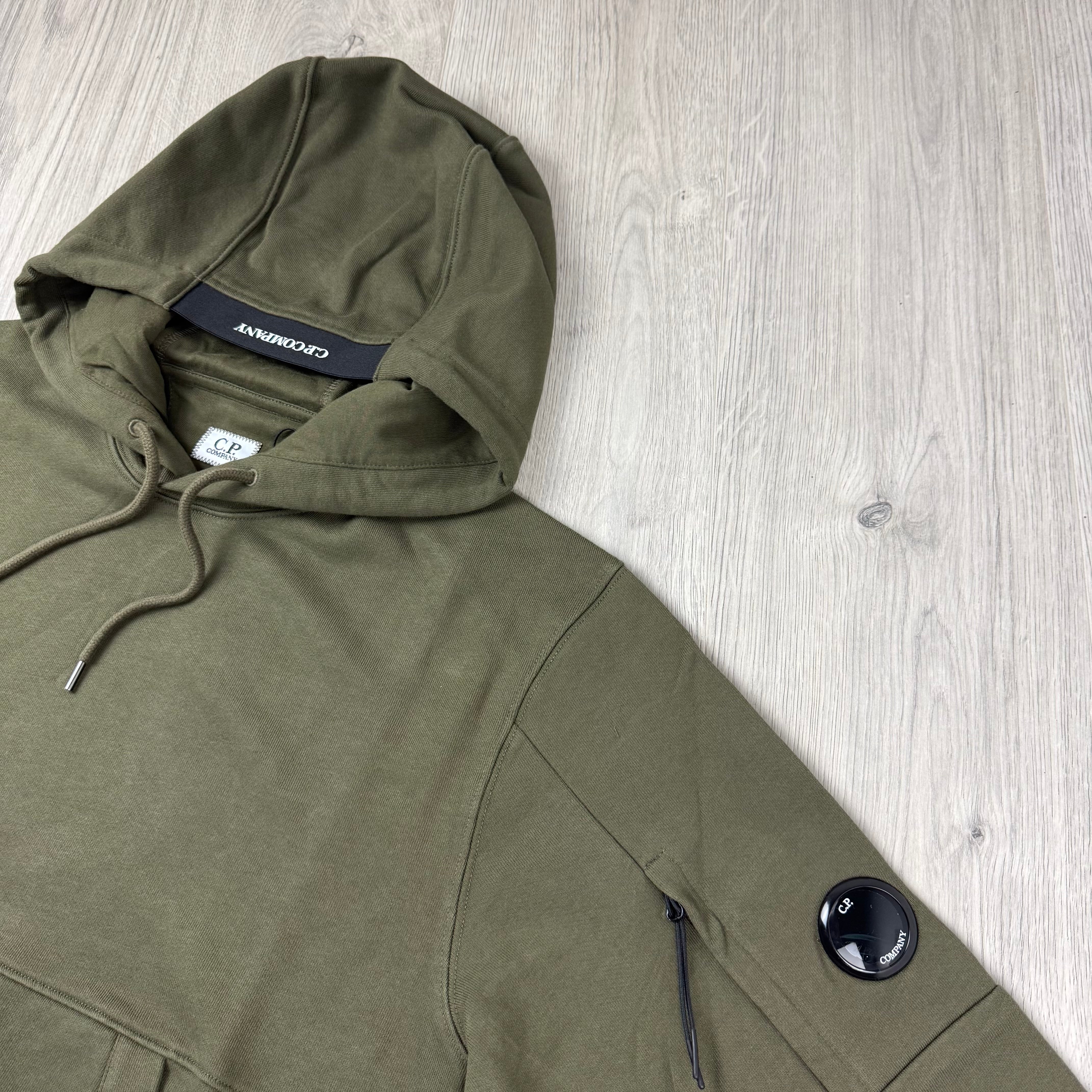 CP Company Raised Fleece Hoodie - Ivy Green