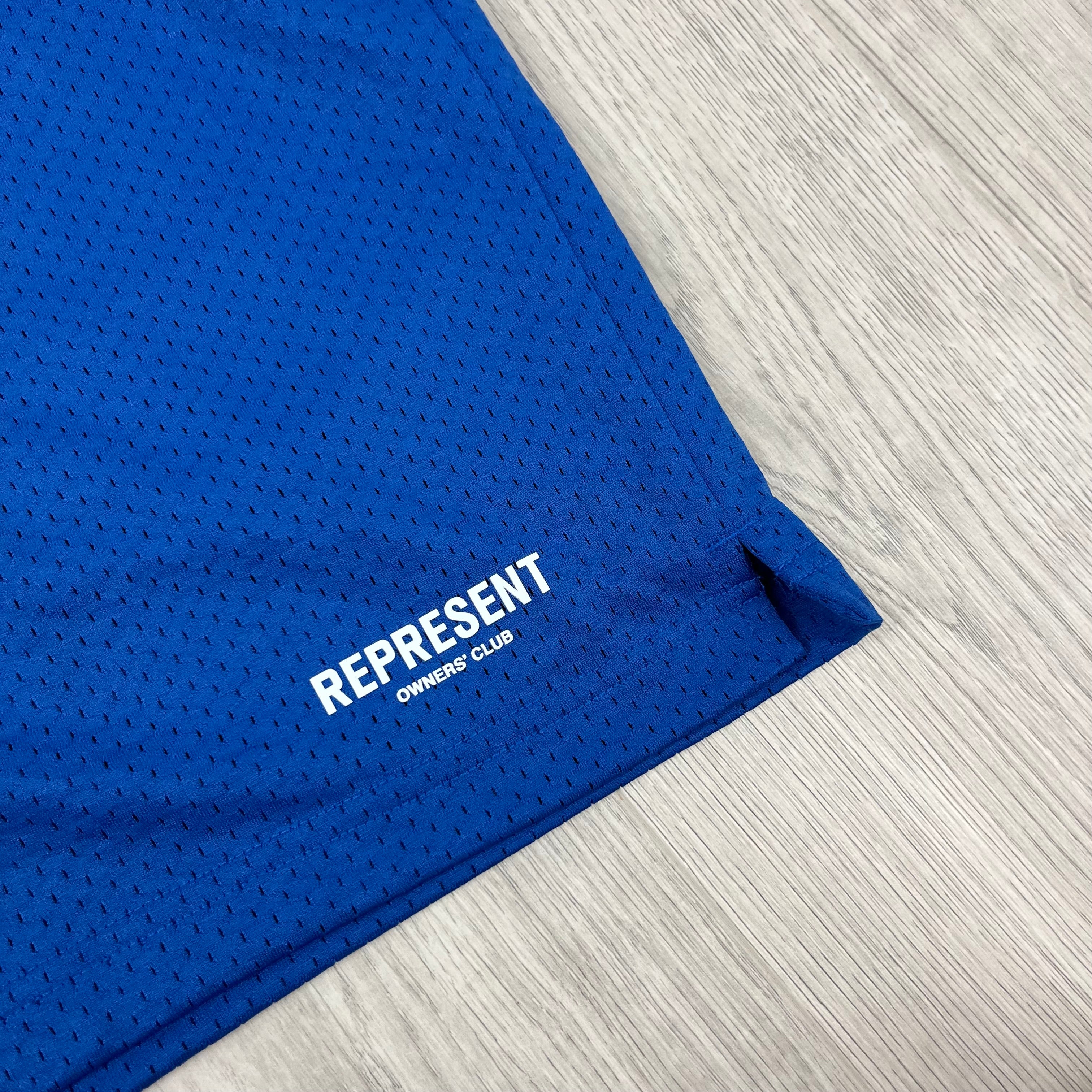Men's Represent Mesh Jersey Shorts in Cobalt Blue. On sale at Open Attire.