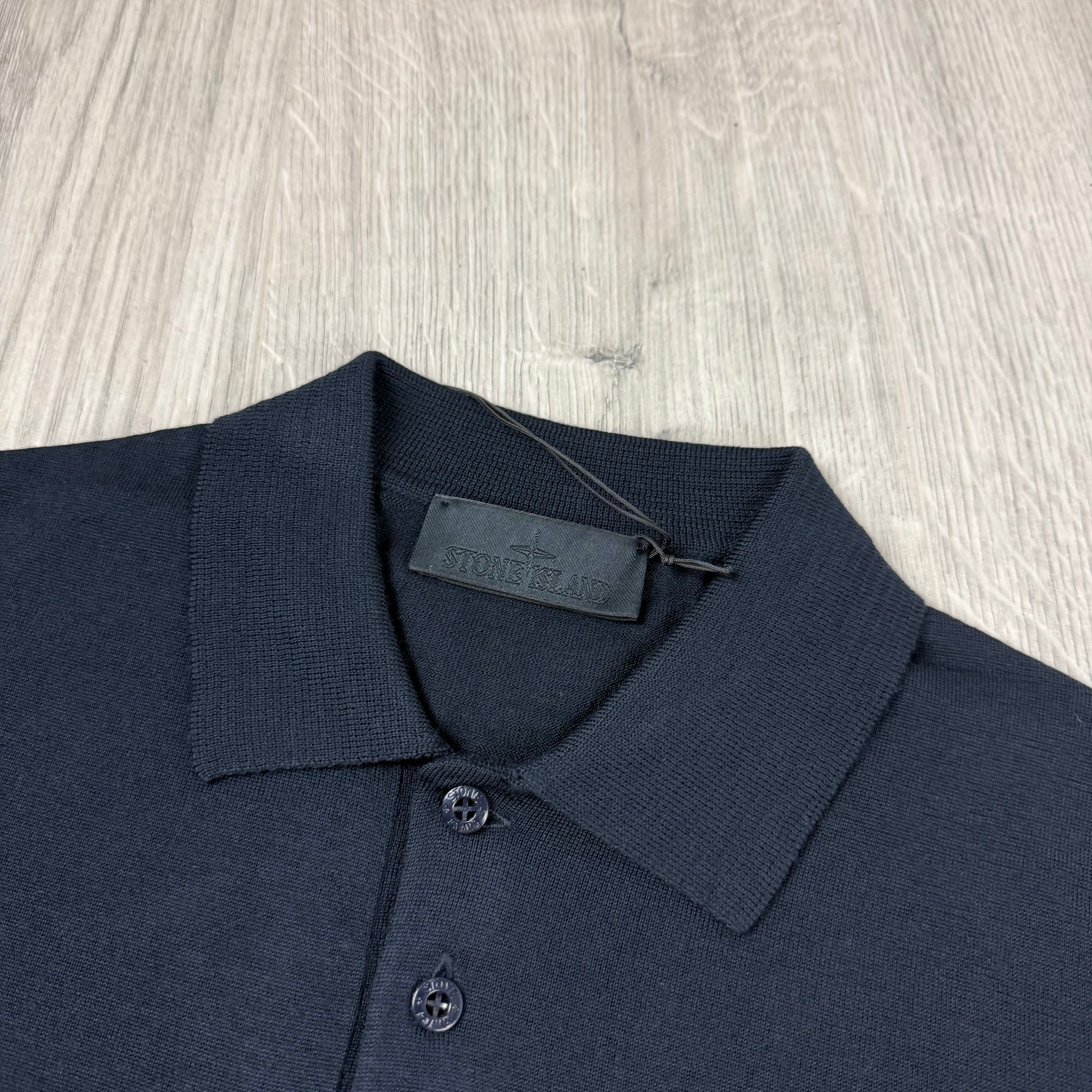 Stone Island | Men's Ghost Knit Polo Shirt | Black | Outlet Sale