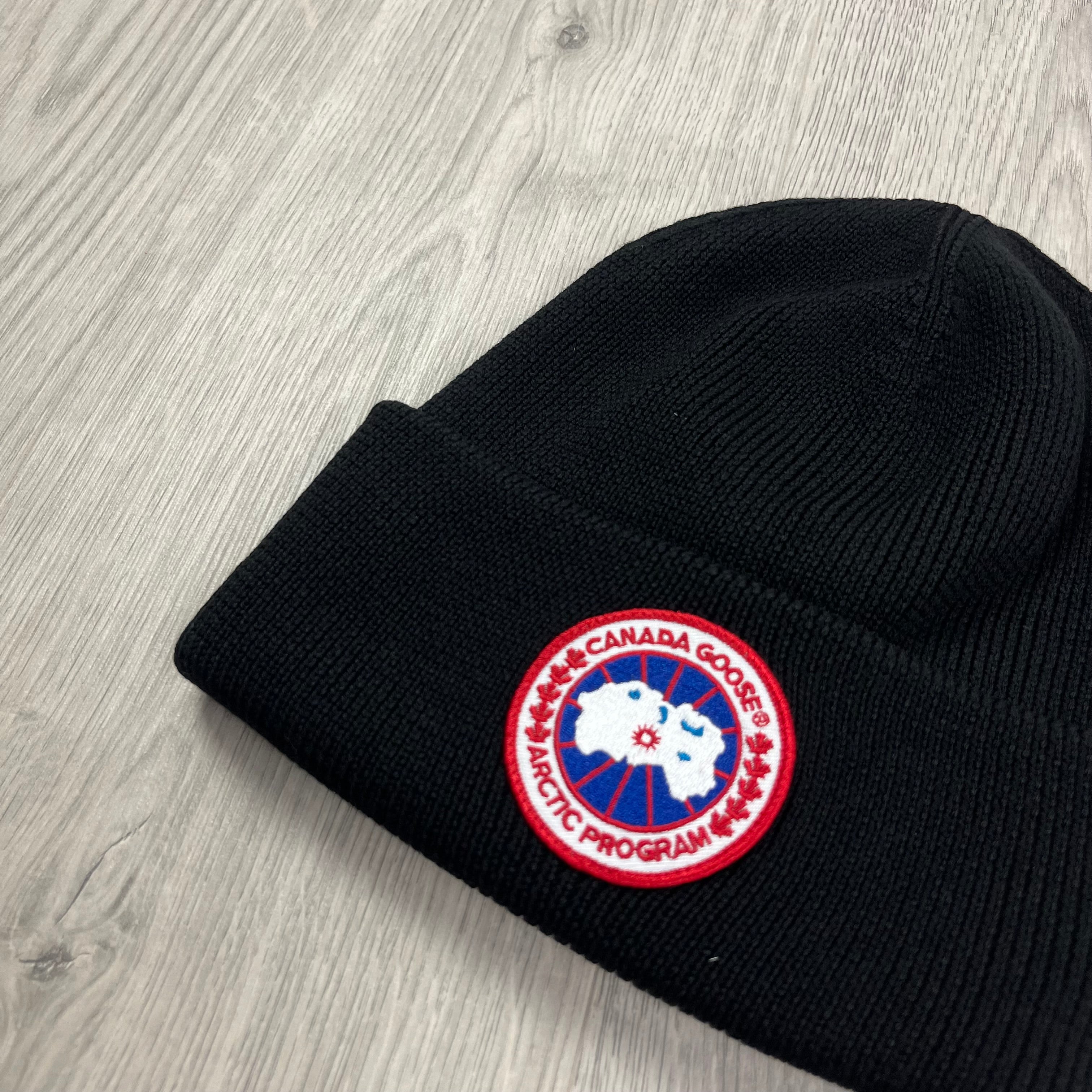 Canada Goose Arctic Toque Beanie in Black. On sale at Open Attire.