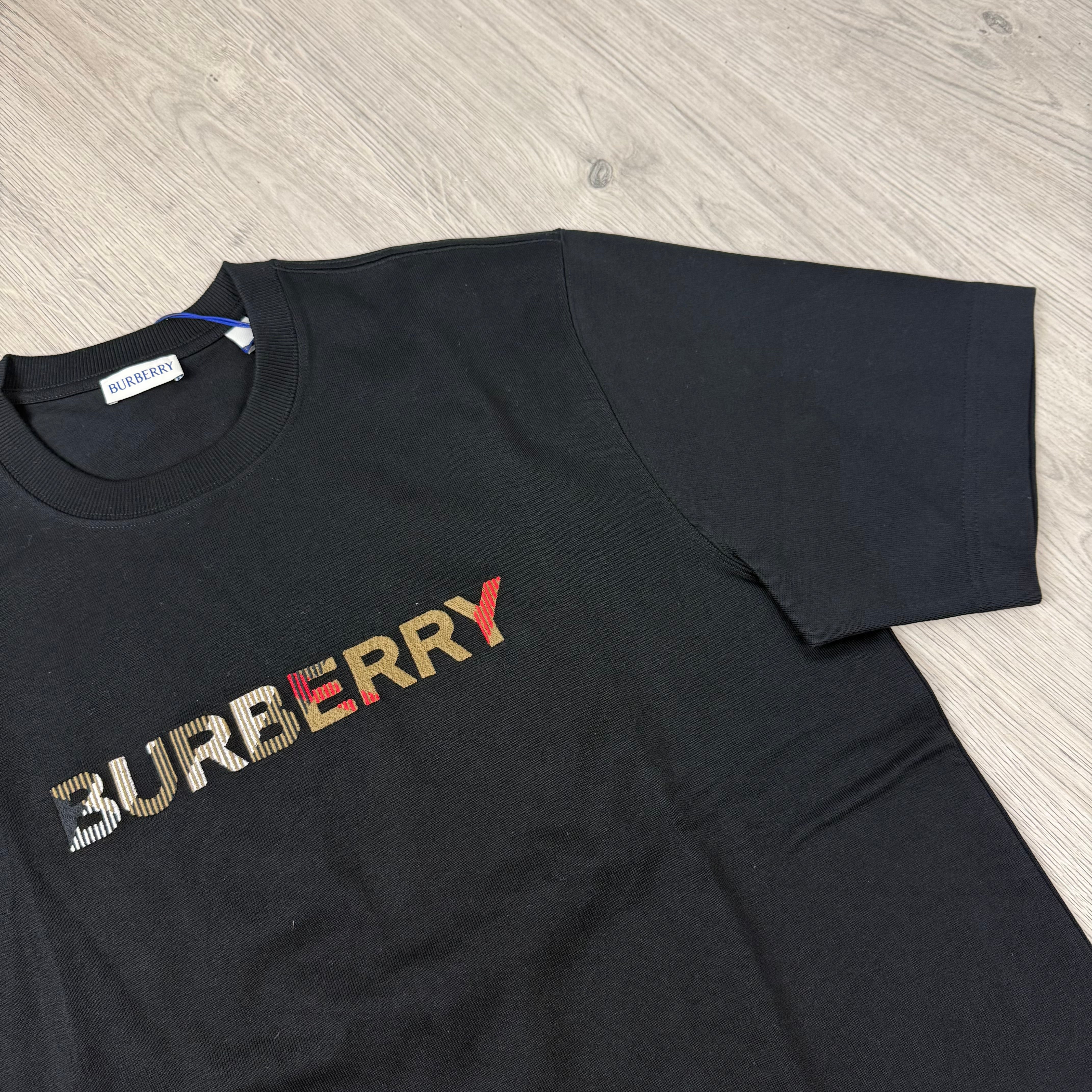 Burberry | Men's 'Ellison Embroidered T-Shirt | Black | Outlet Sale