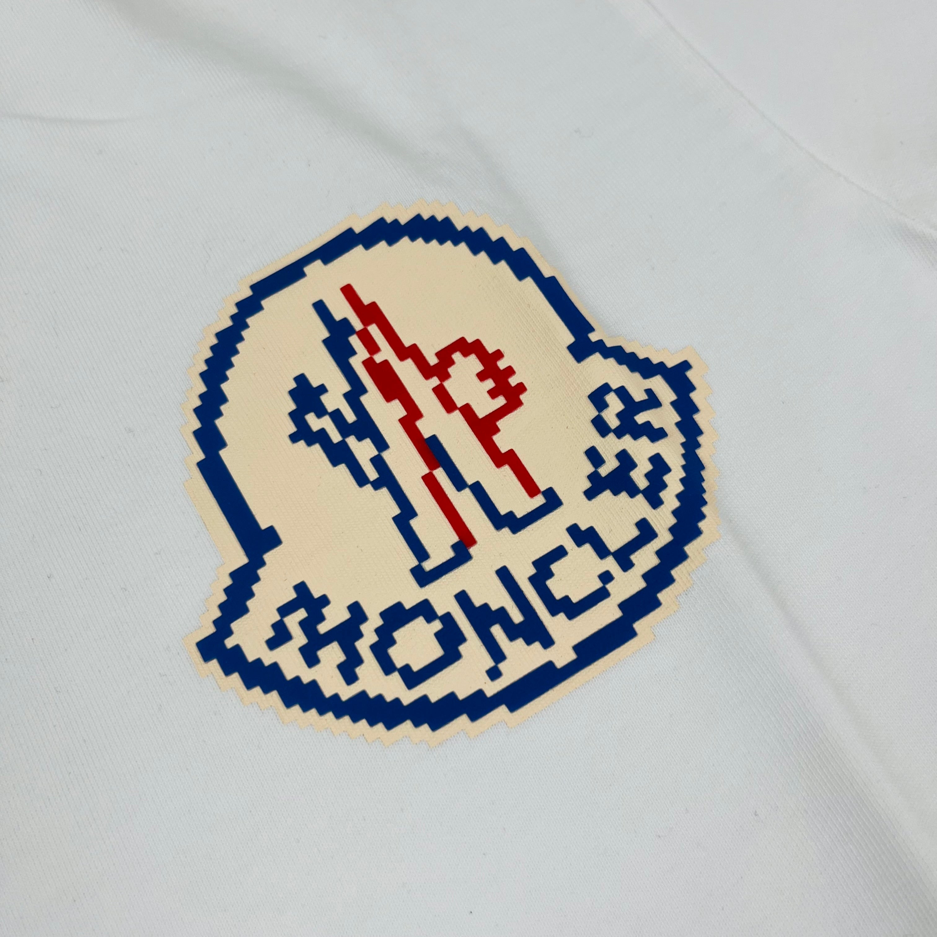 Moncler Pixelated T-shirt in White. On sale at Open Attire.