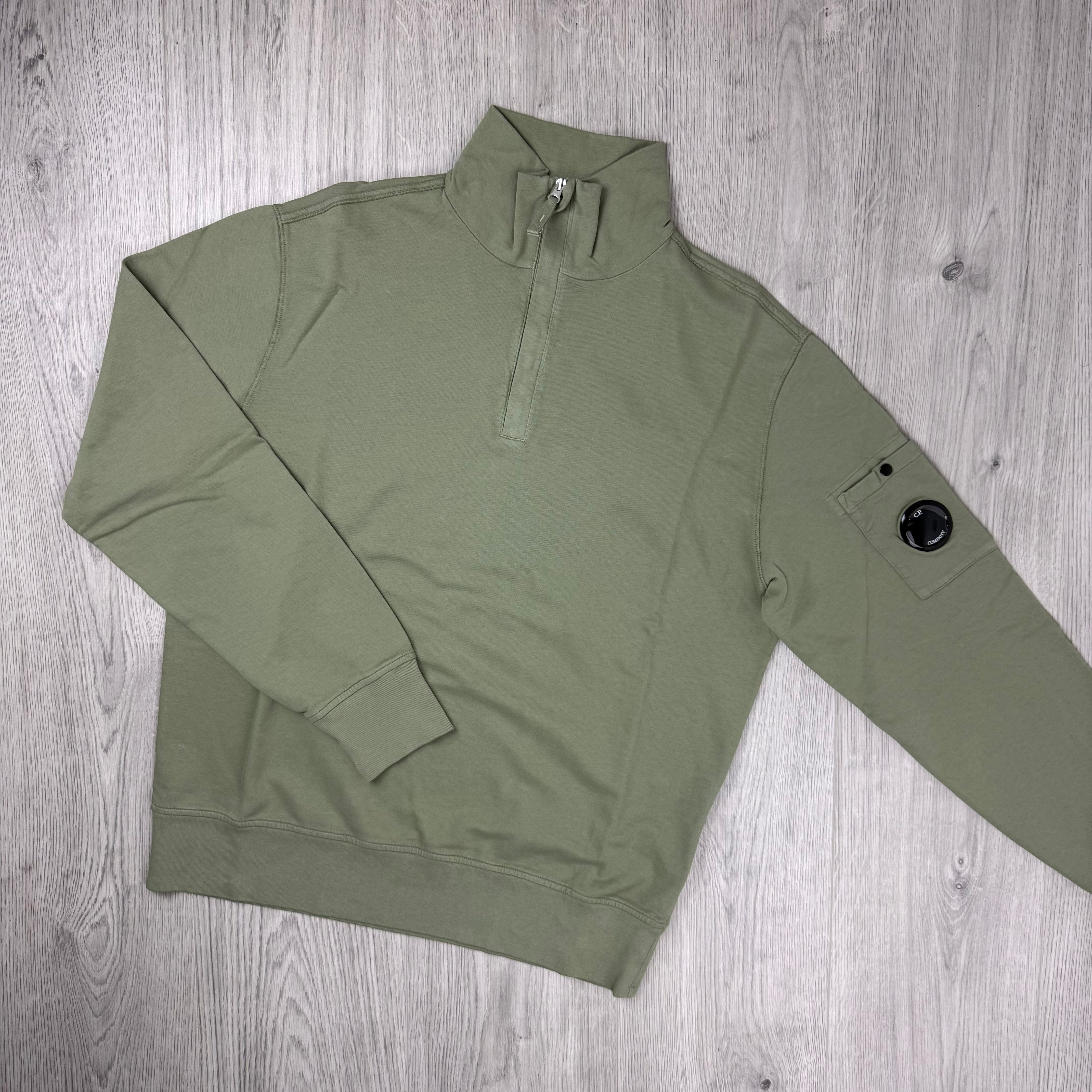 CP Company Light Fleece Zip Sweatshirt - Moss Gray