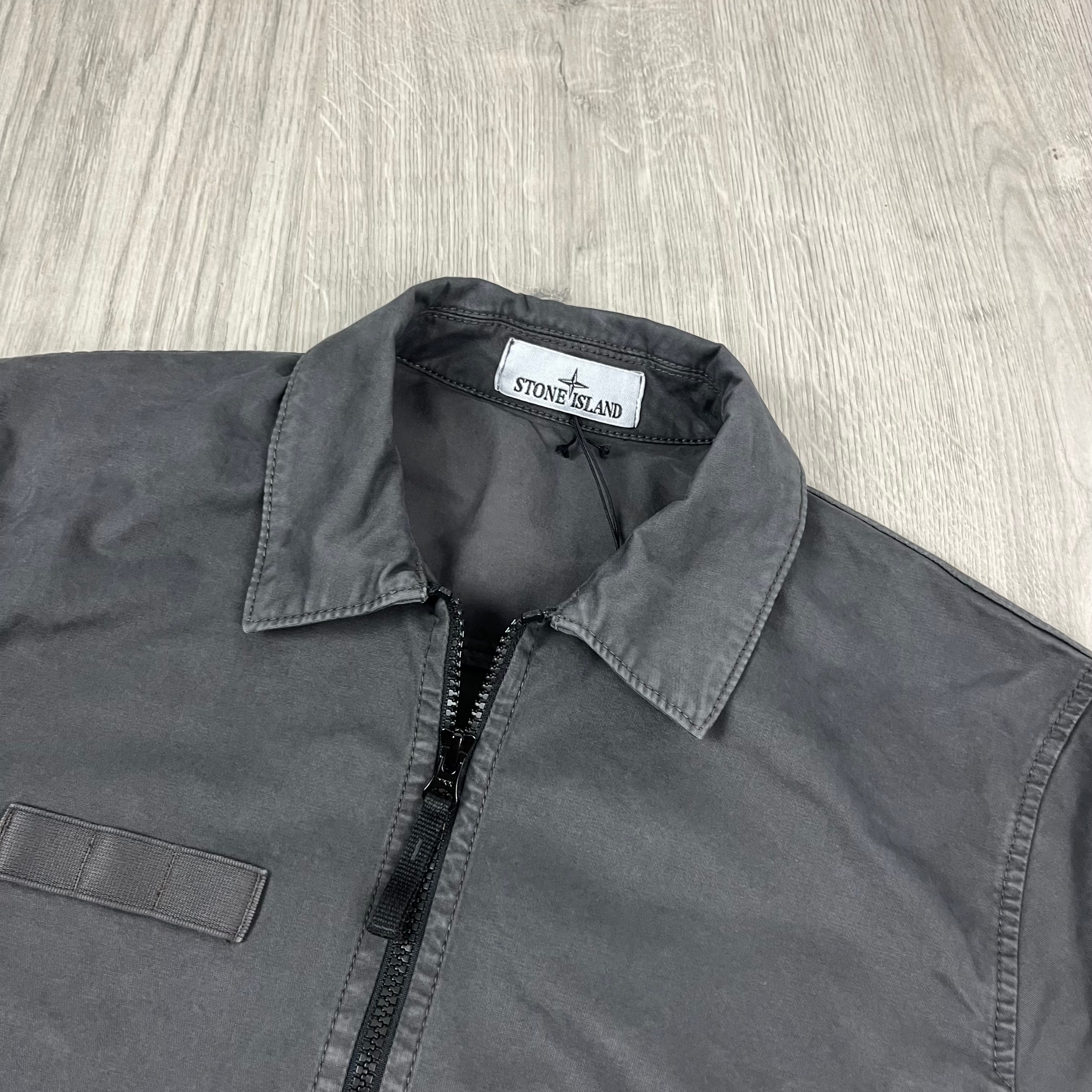 Stone Island Overshirt in Charcoal Grey. On sale at Open Attire.