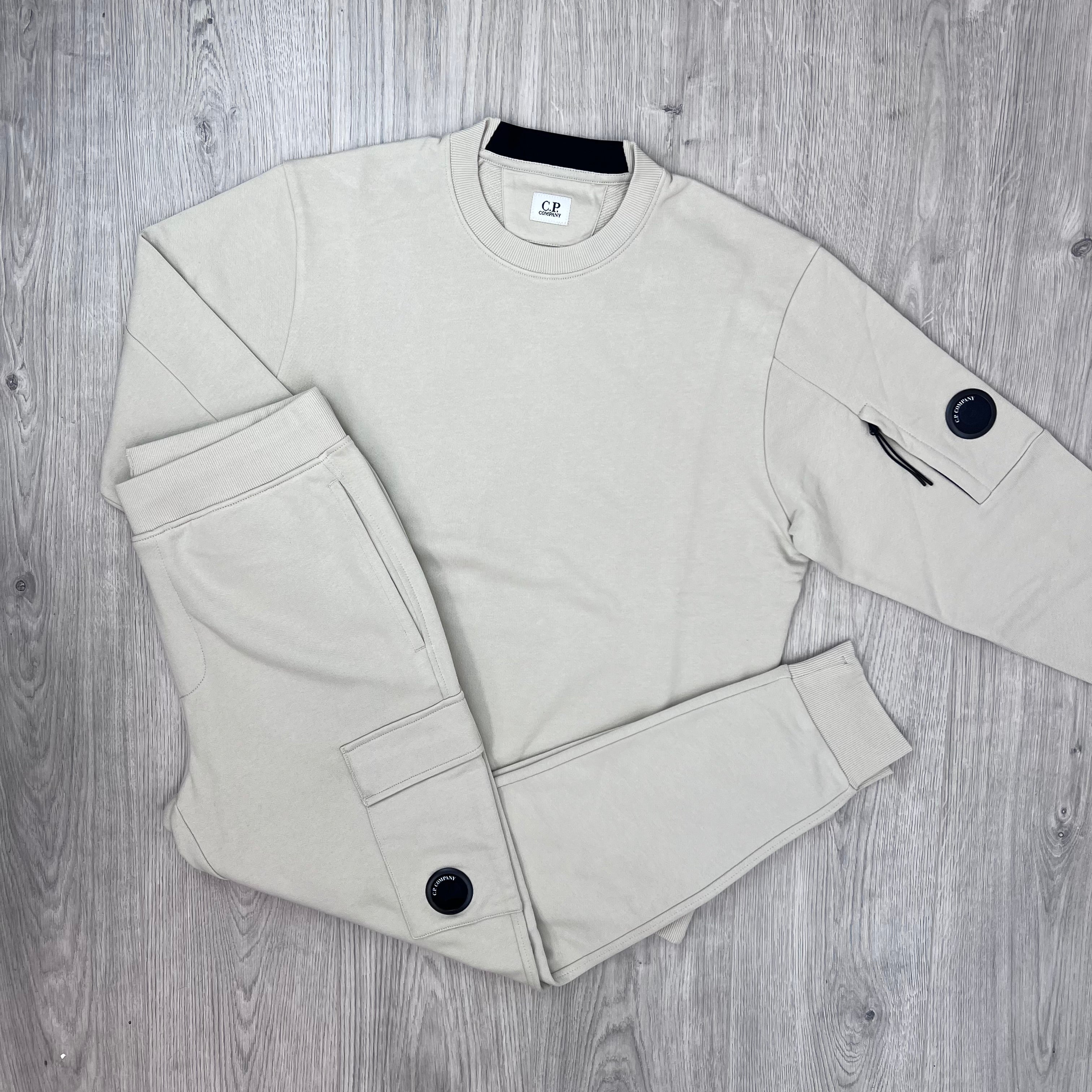 CP Company | Men's Raised Fleece Tracksuit | Silver Birch | Outlet