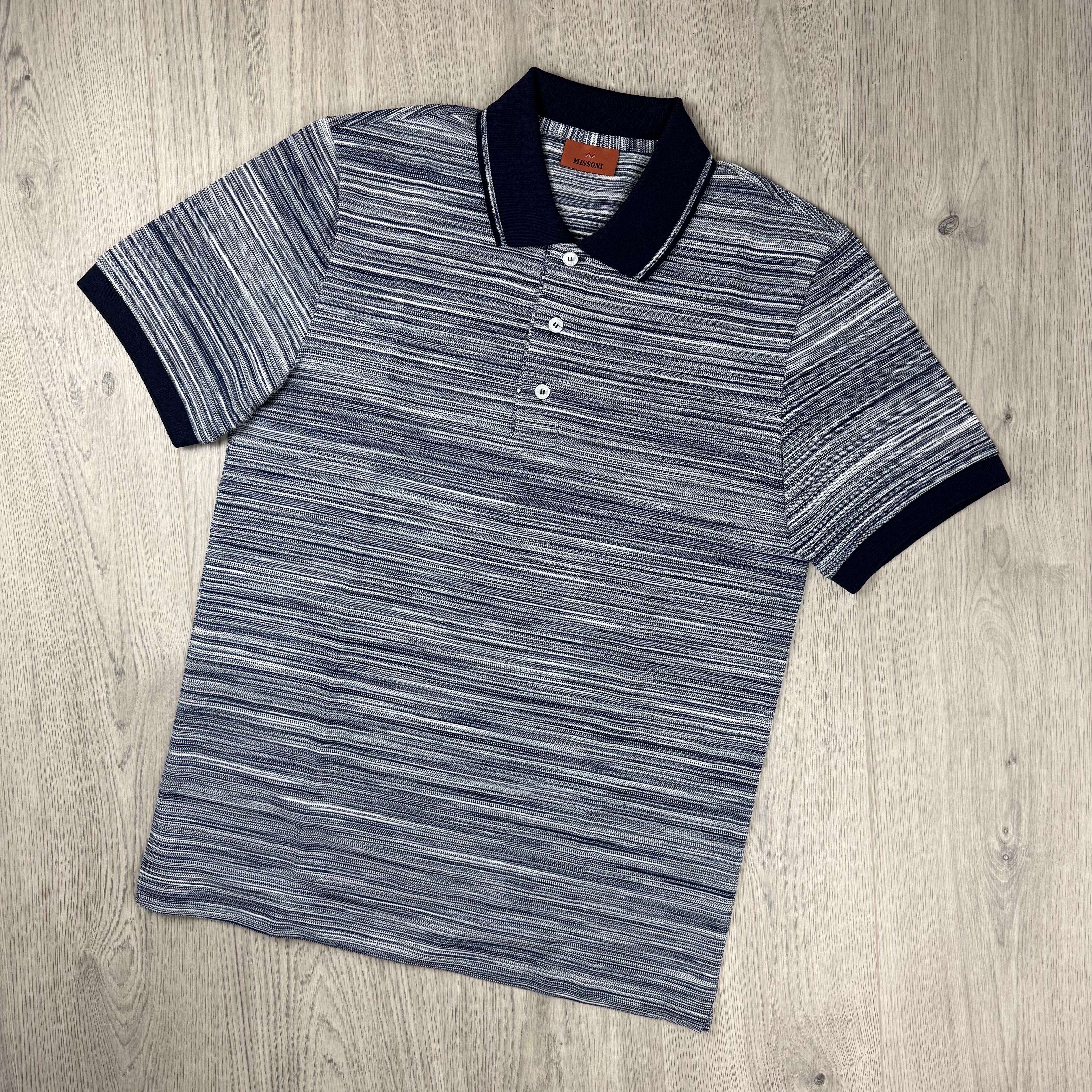 Missoni | Men's Space Dye Polo Shirt | Navy | Outlet Sale