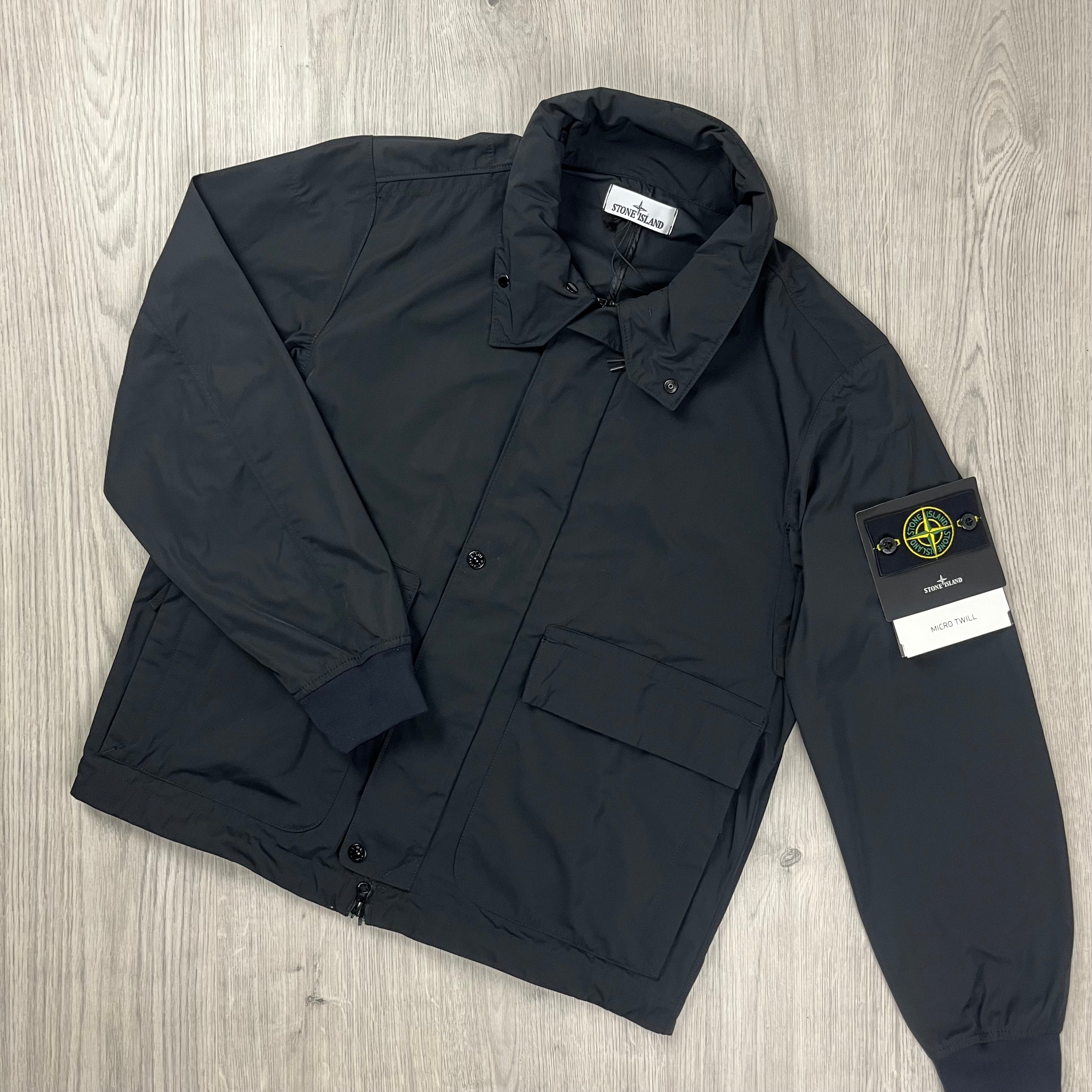 Stone Island Micro-Twill jacket in Black. On sale at Open Attire.