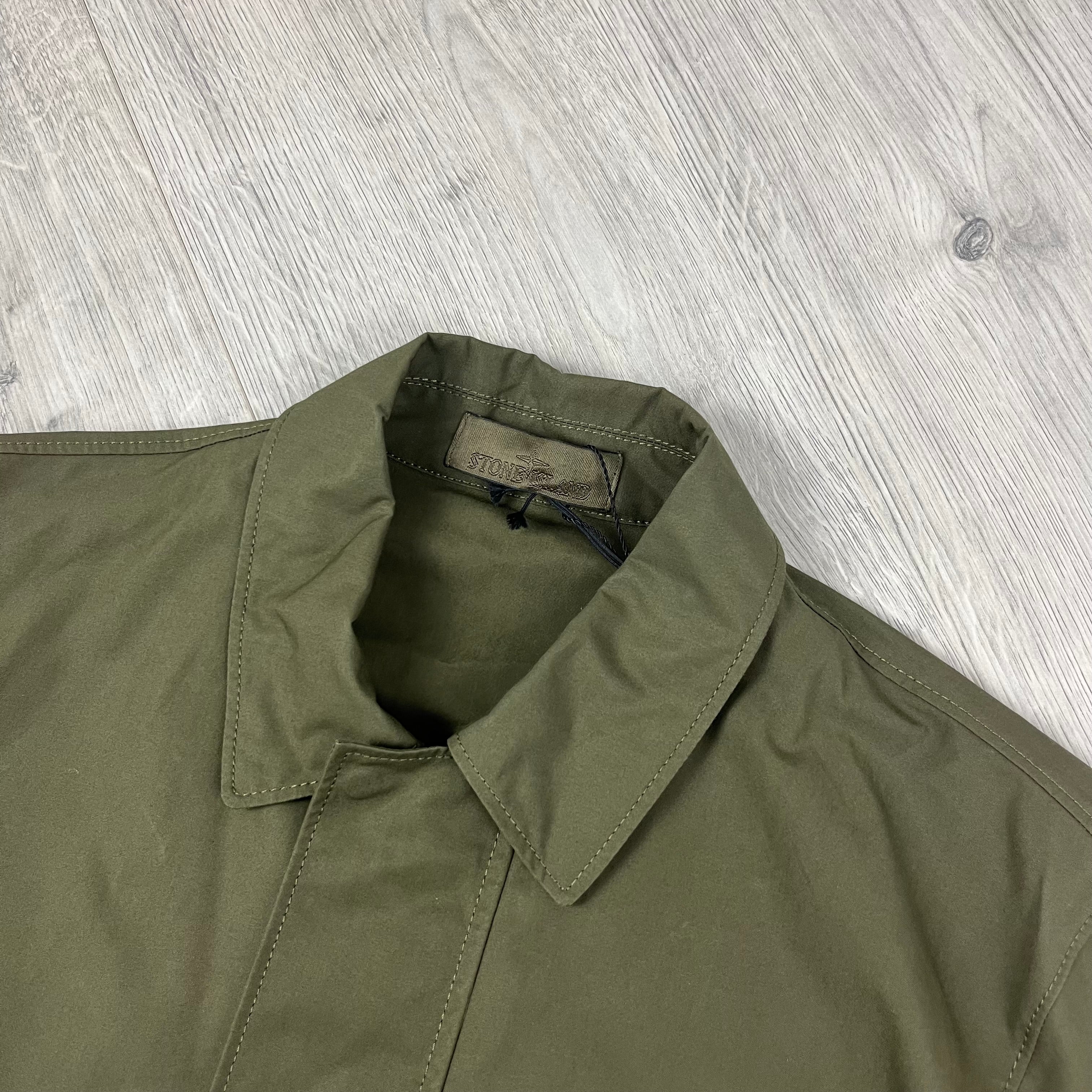 Stone Island Ghost Overshirt in Military Green. On sale at Open Attire.