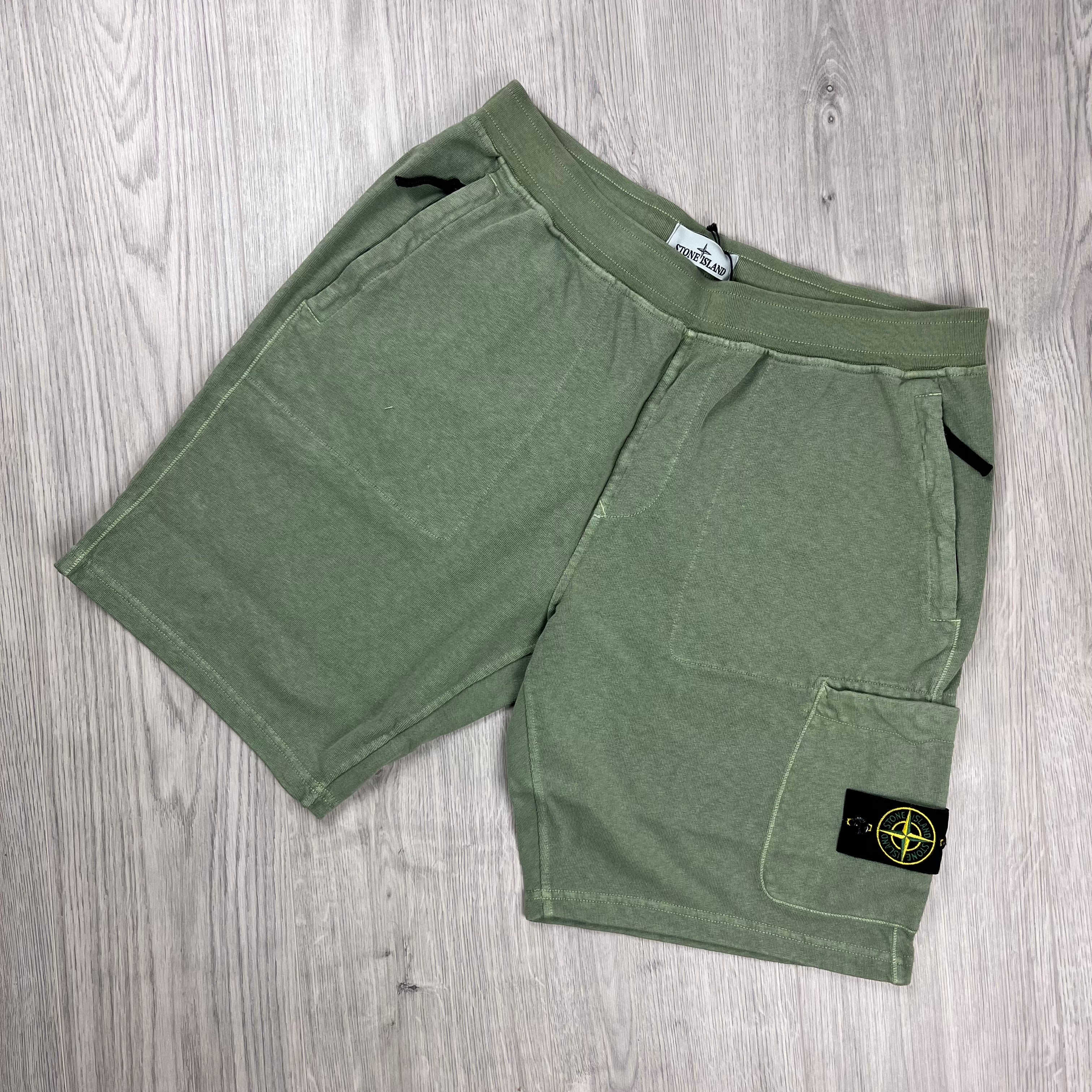 Stone Island Dyed Jersey Shorts Sage Green