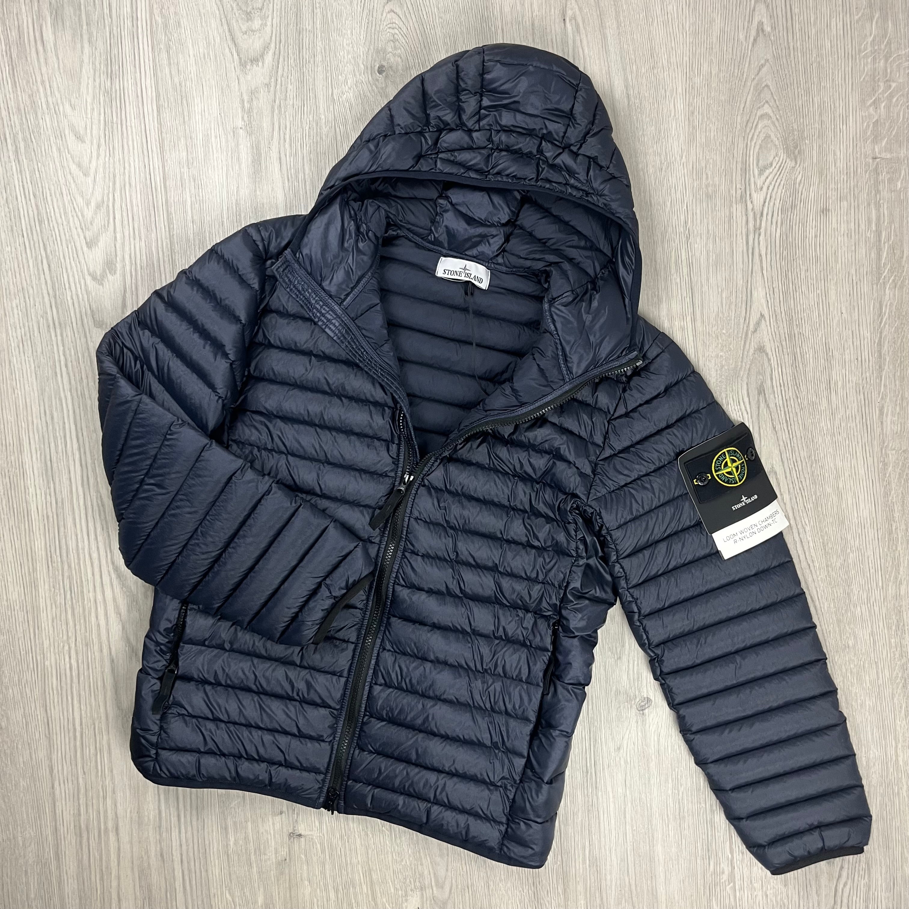 Stone Island Woven Down Jacket Navy S