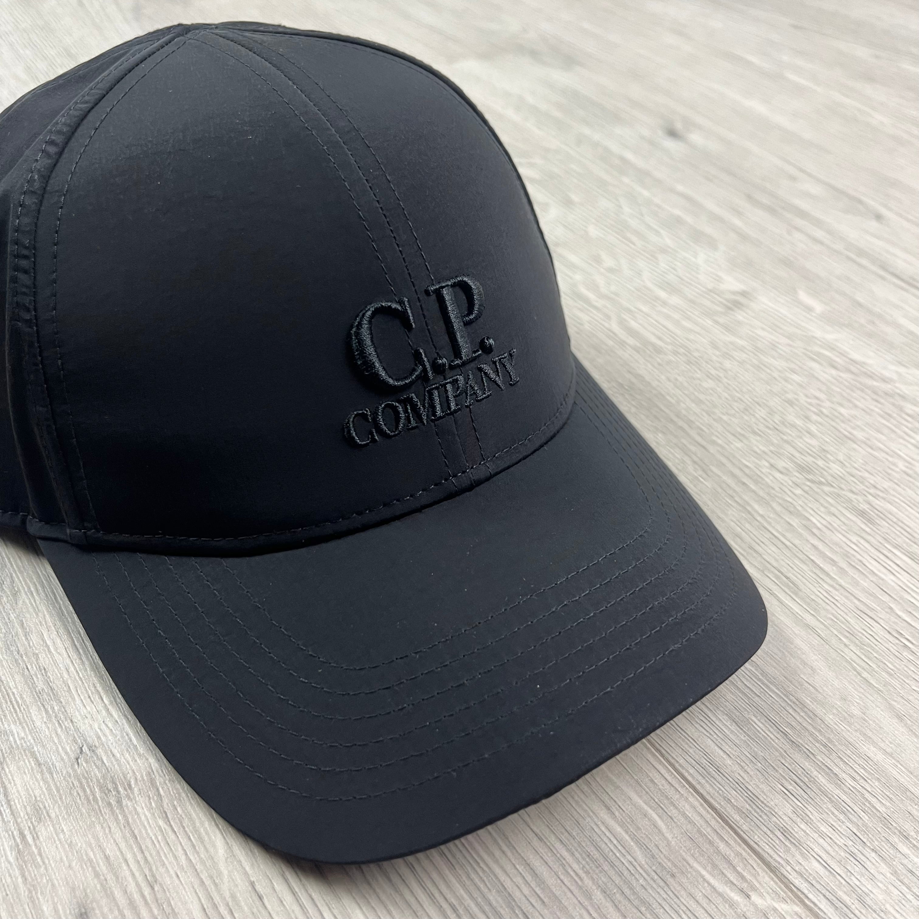 CP Company Chrome-R Baseball Cap in Black. On sale at Open Attire.