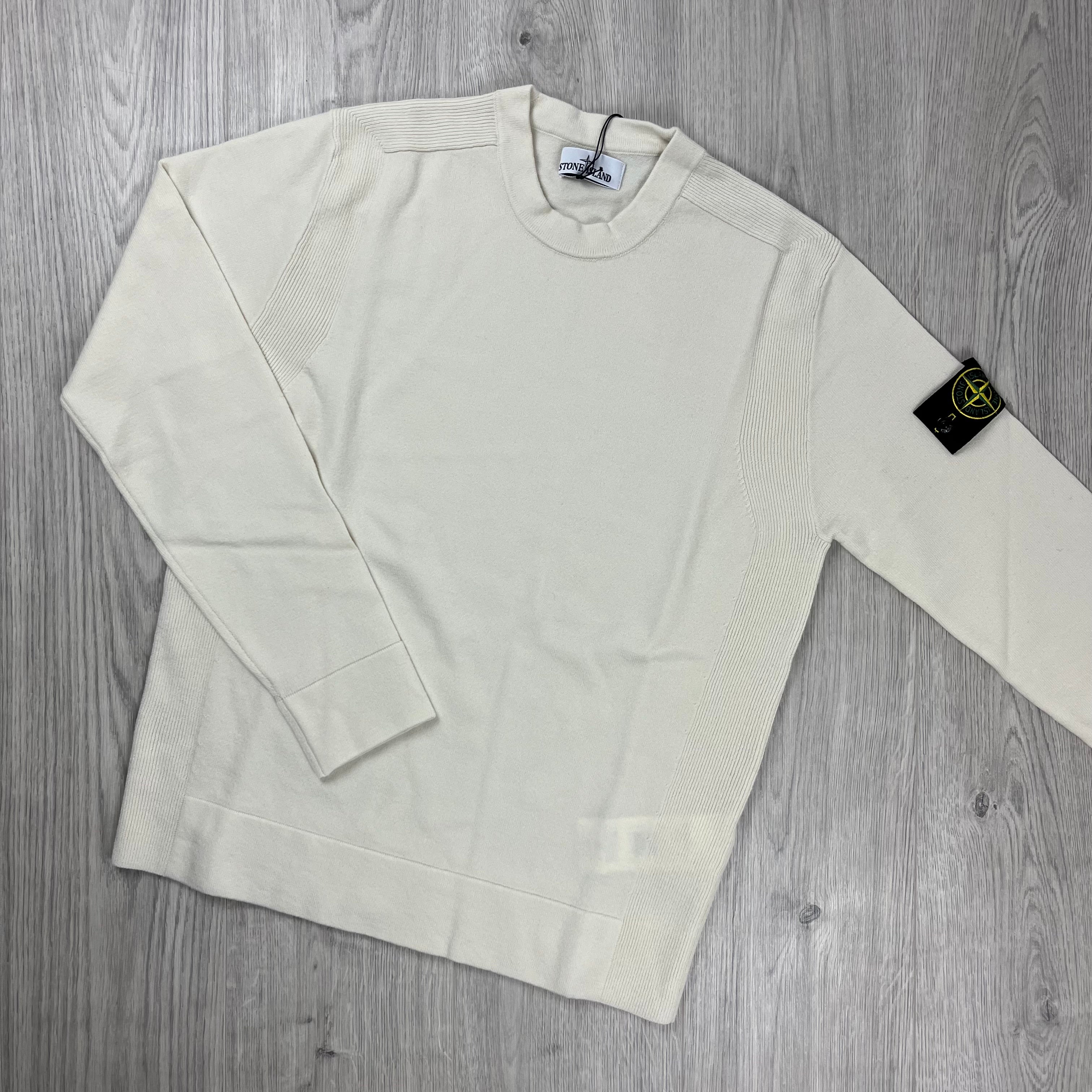 Stone Island Lambswool Sweatshirt in Plaster. On sale at Open Attire.