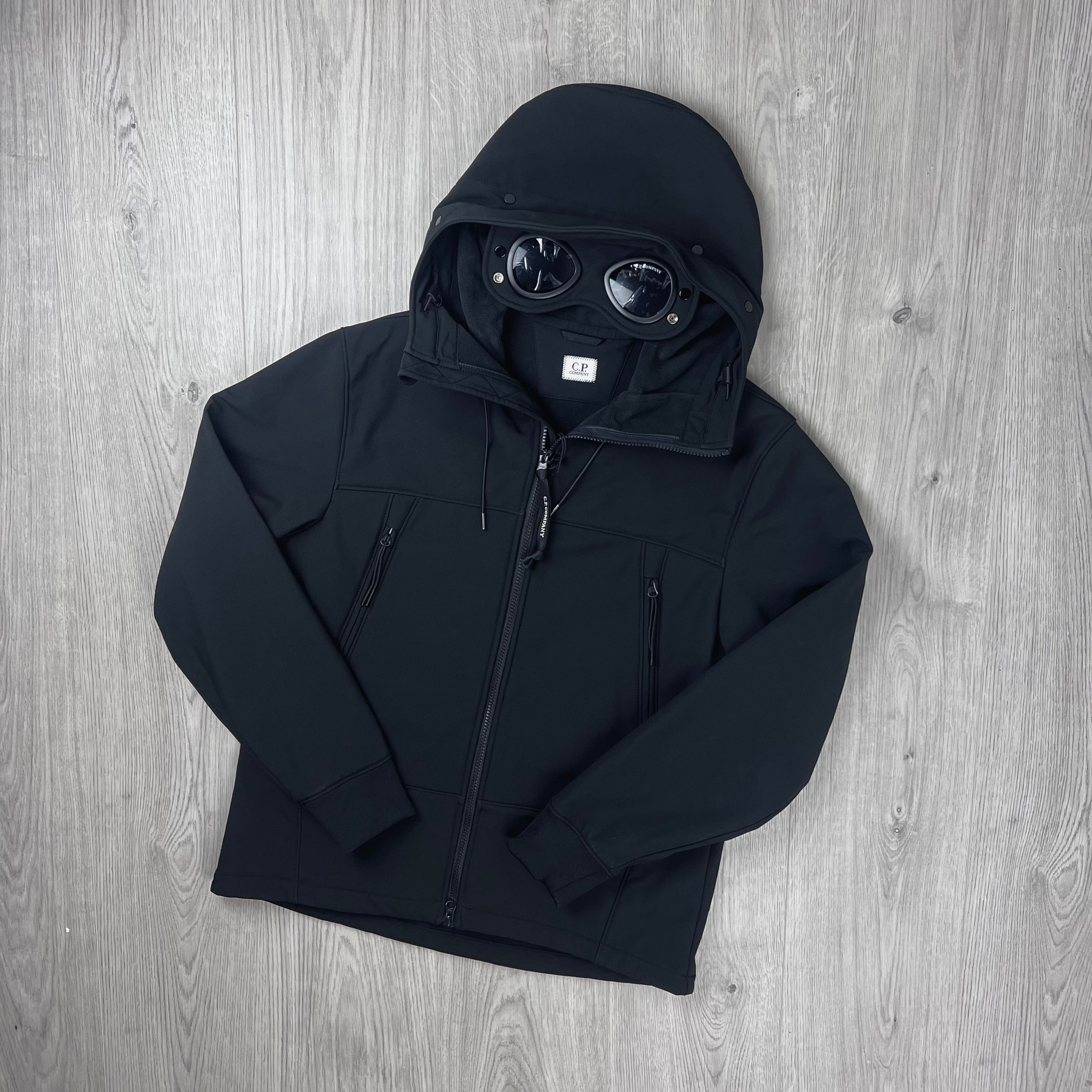 ジャケット・アウター c.p company SHELL-R GOGGLE JACKET BLACK CP Company | Men's Shell Goggle Jacket | Black | Outlet Sale