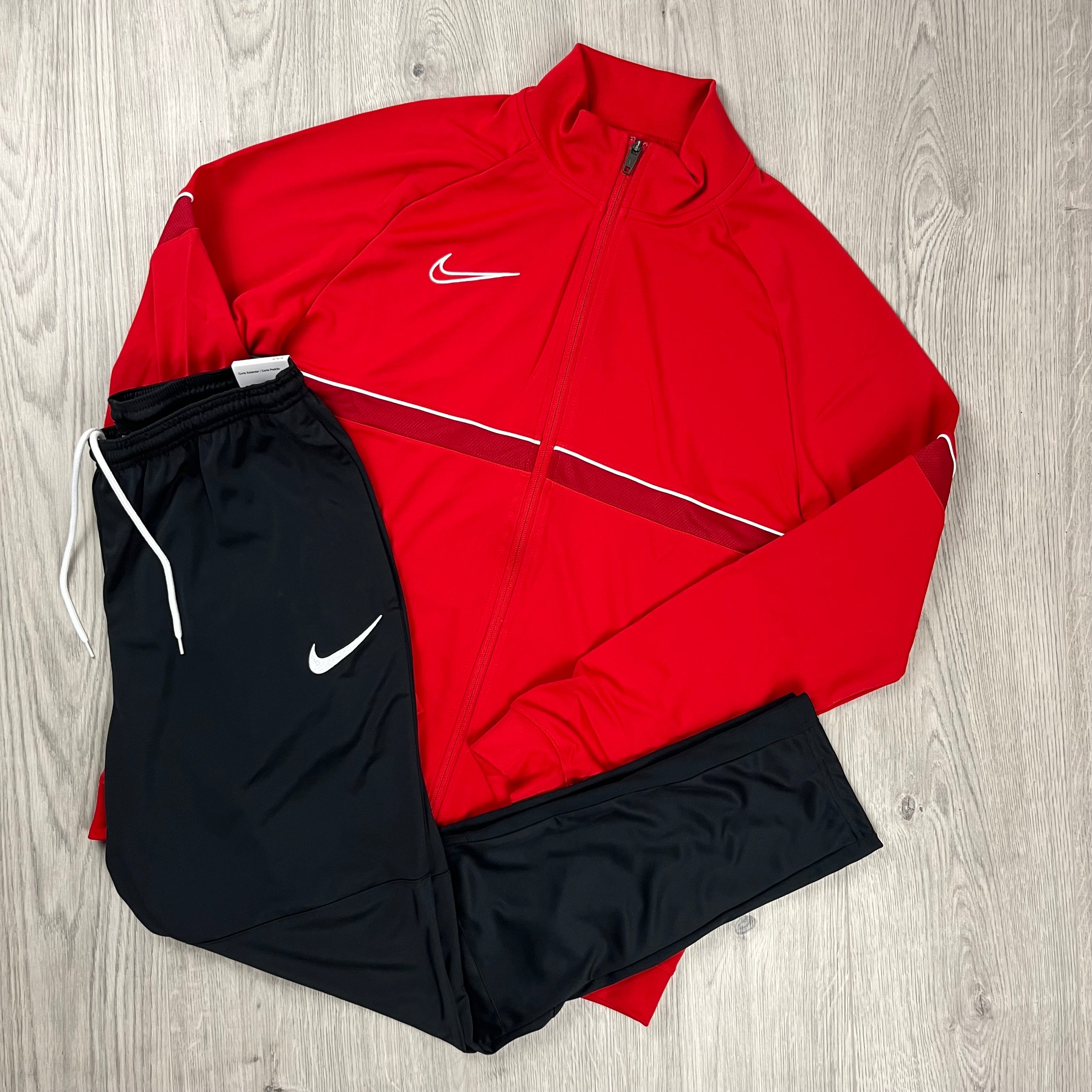 Nike Dri Fit Tracksuit Red Black L S