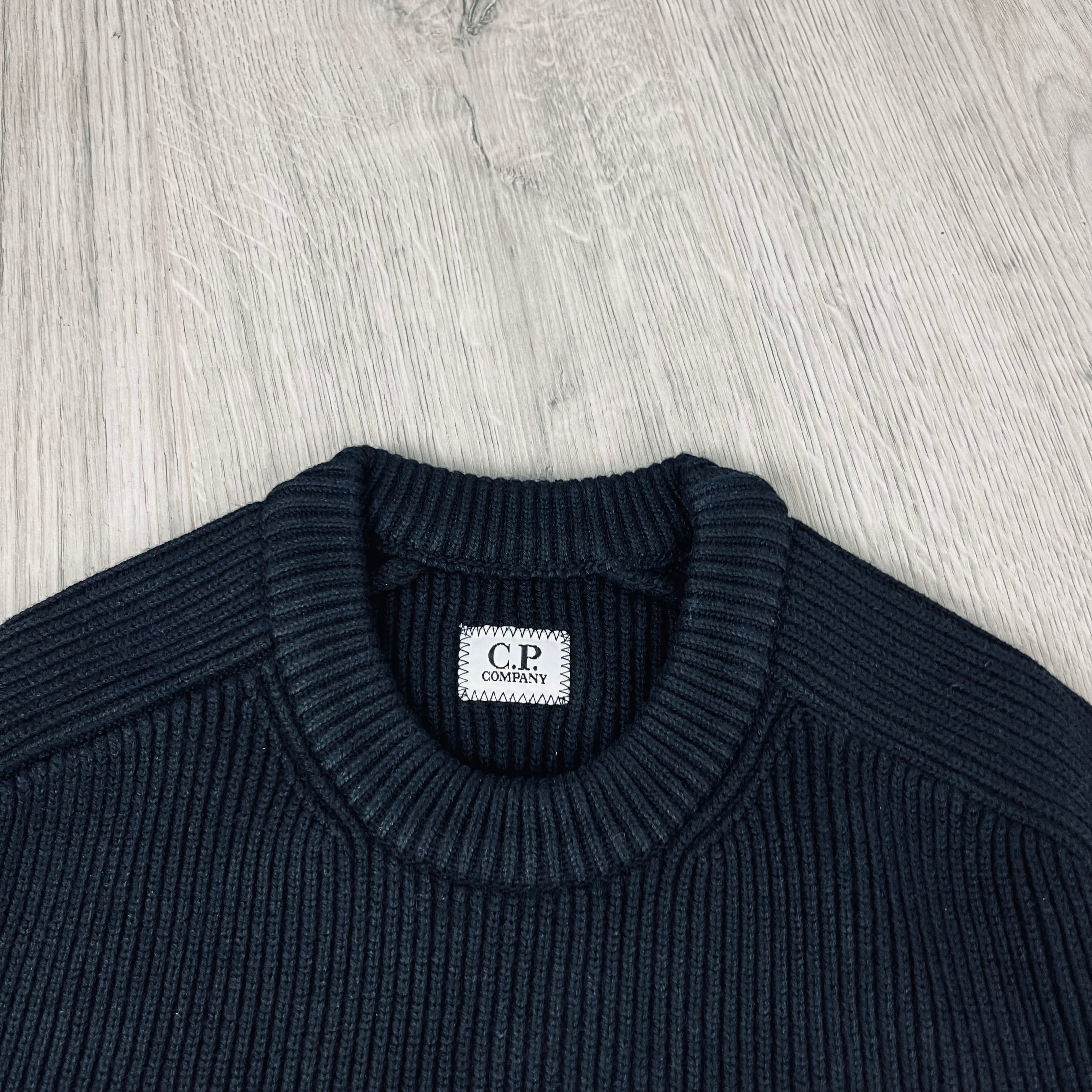 CP Company | Men's Rib Knit Sweatshirt | Black | Outlet Sale