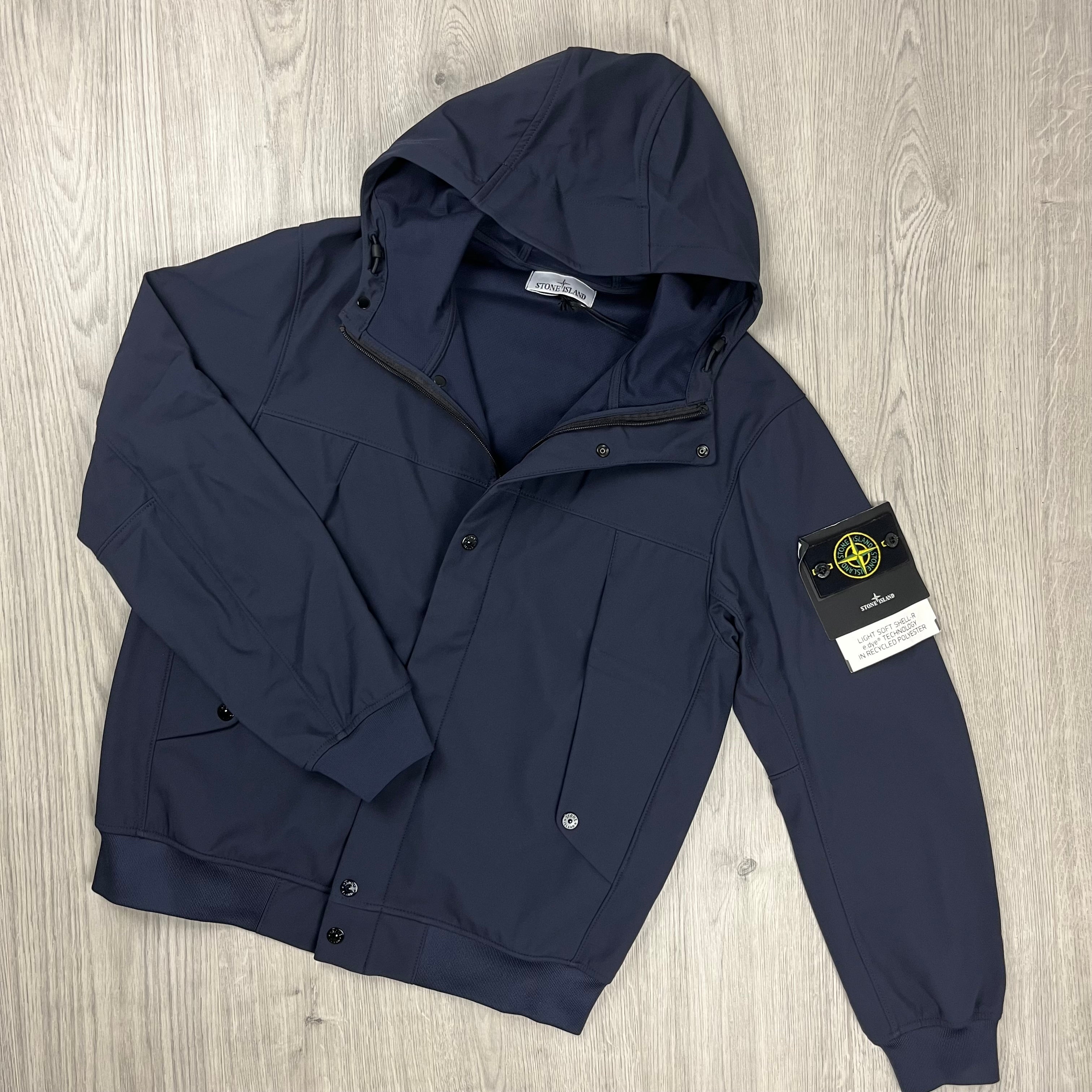 Stone island soft shell r jacket navy on sale