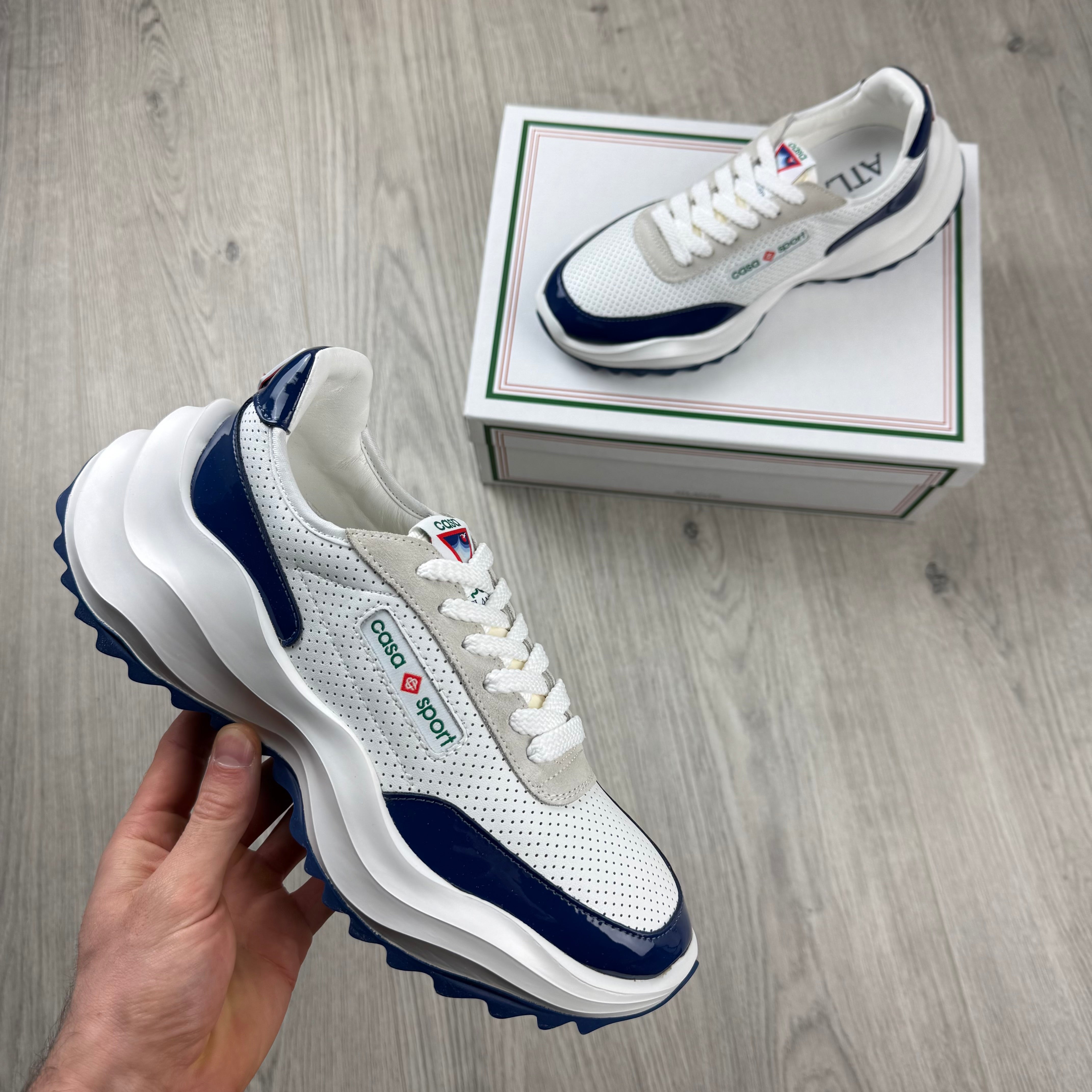 Casablanca | Men's 'Atlantis' Sneaker | White/Navy | Outlet Sale