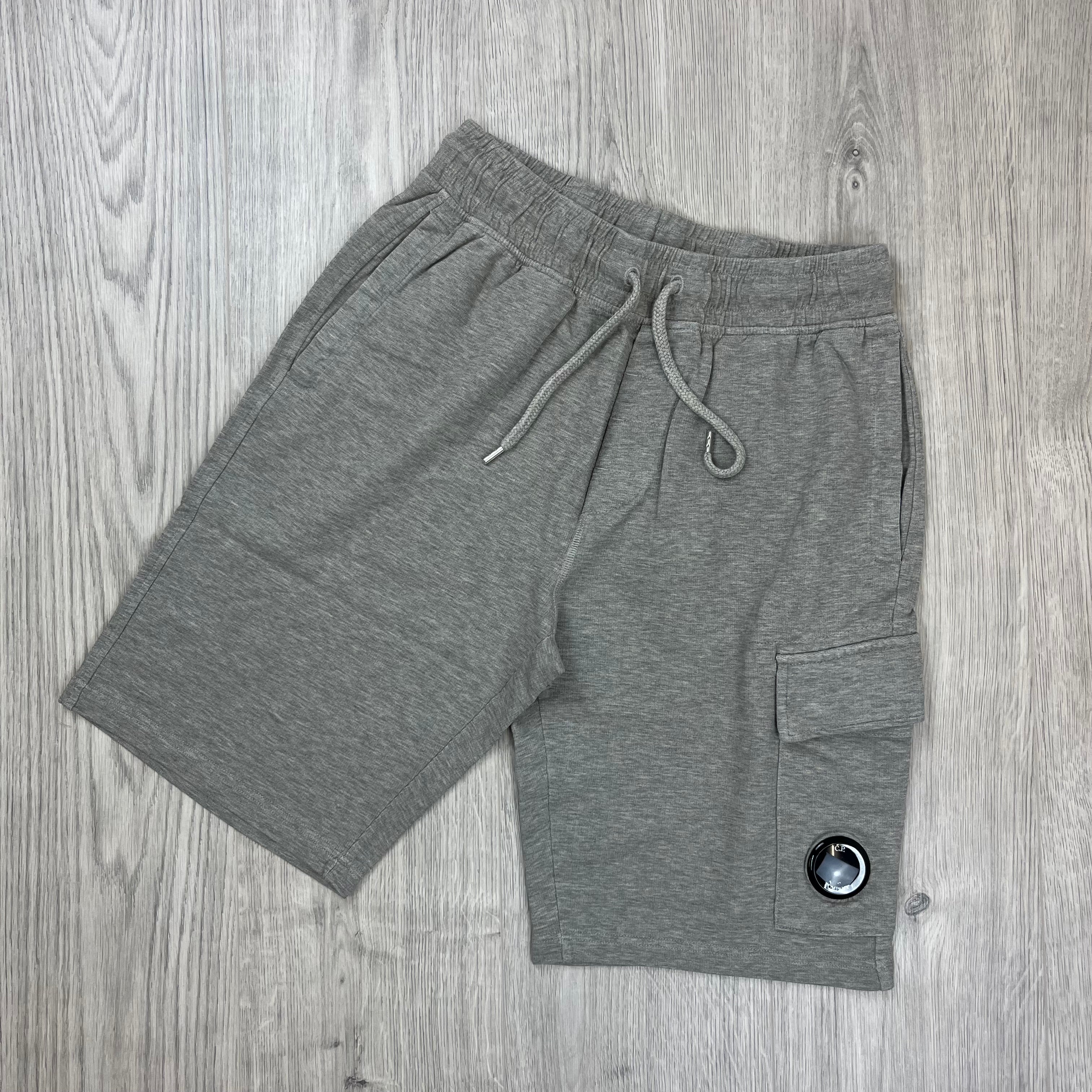 CP Company Jersey Shorts in Greystone Melange. On sale at Open Attire.