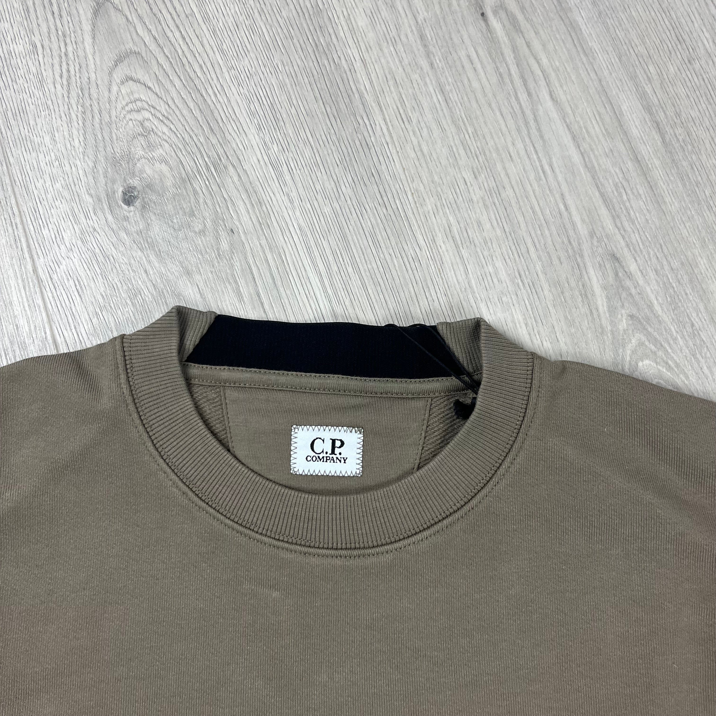 CP Company Raised Fleece Sweatshirt in Walnut. On sale at Open Attire. 