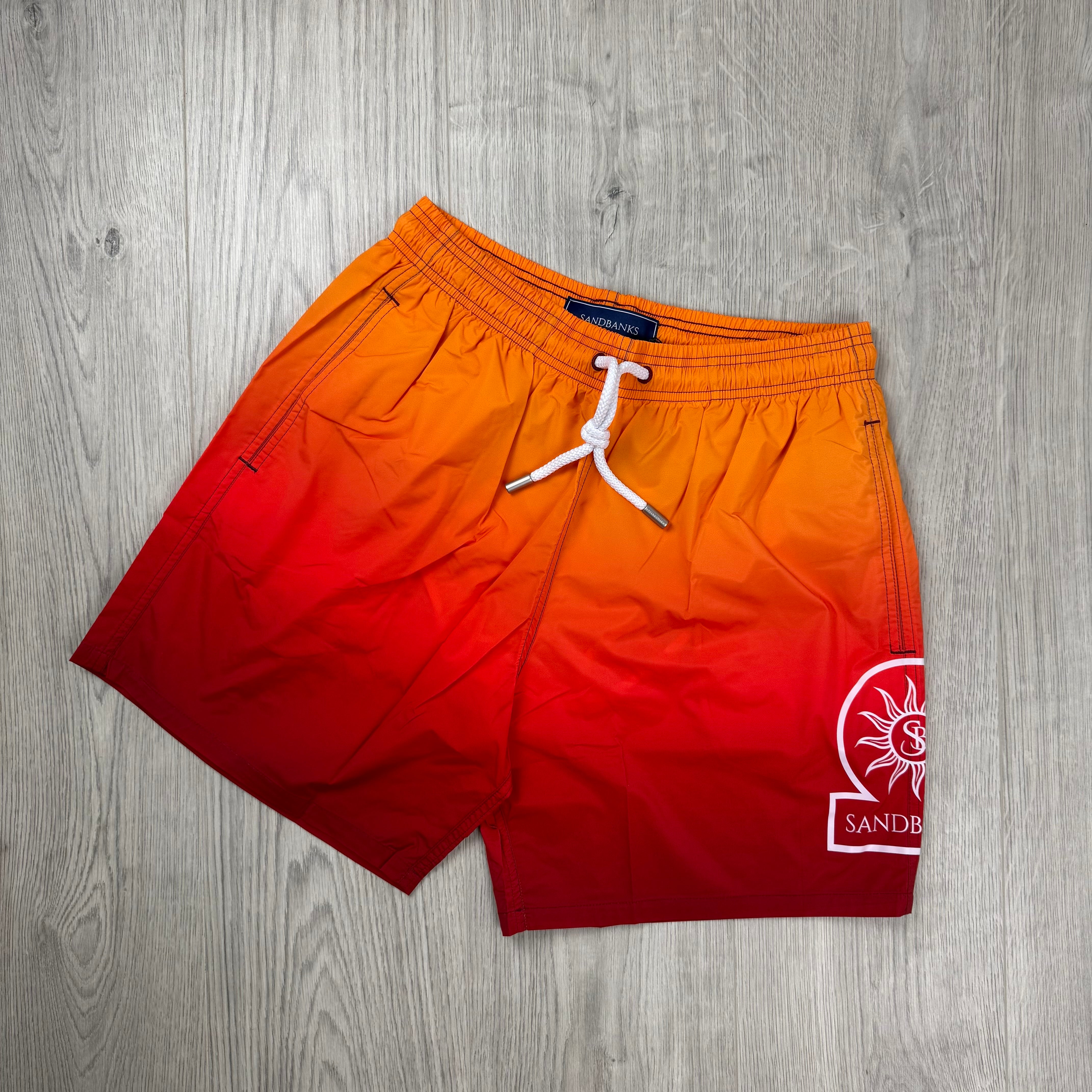 Sandbanks 'Sunset Gradient' Swim Shorts - Red/Orange