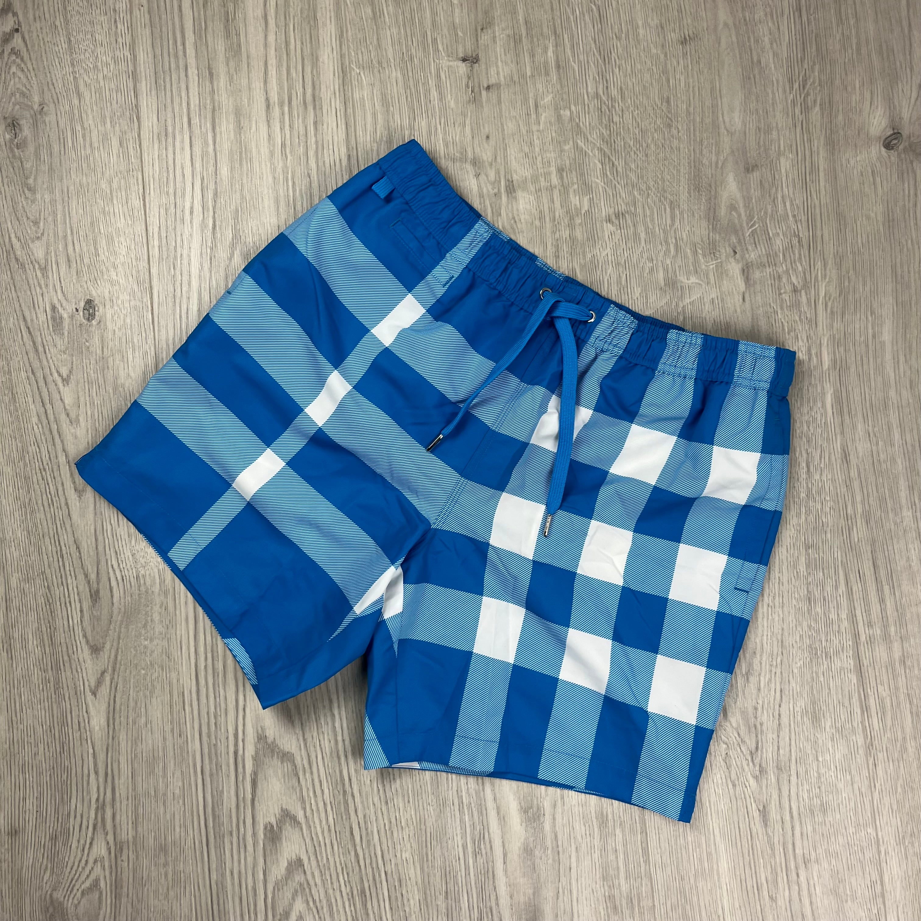 Burberry Check Swim Shorts - Blue