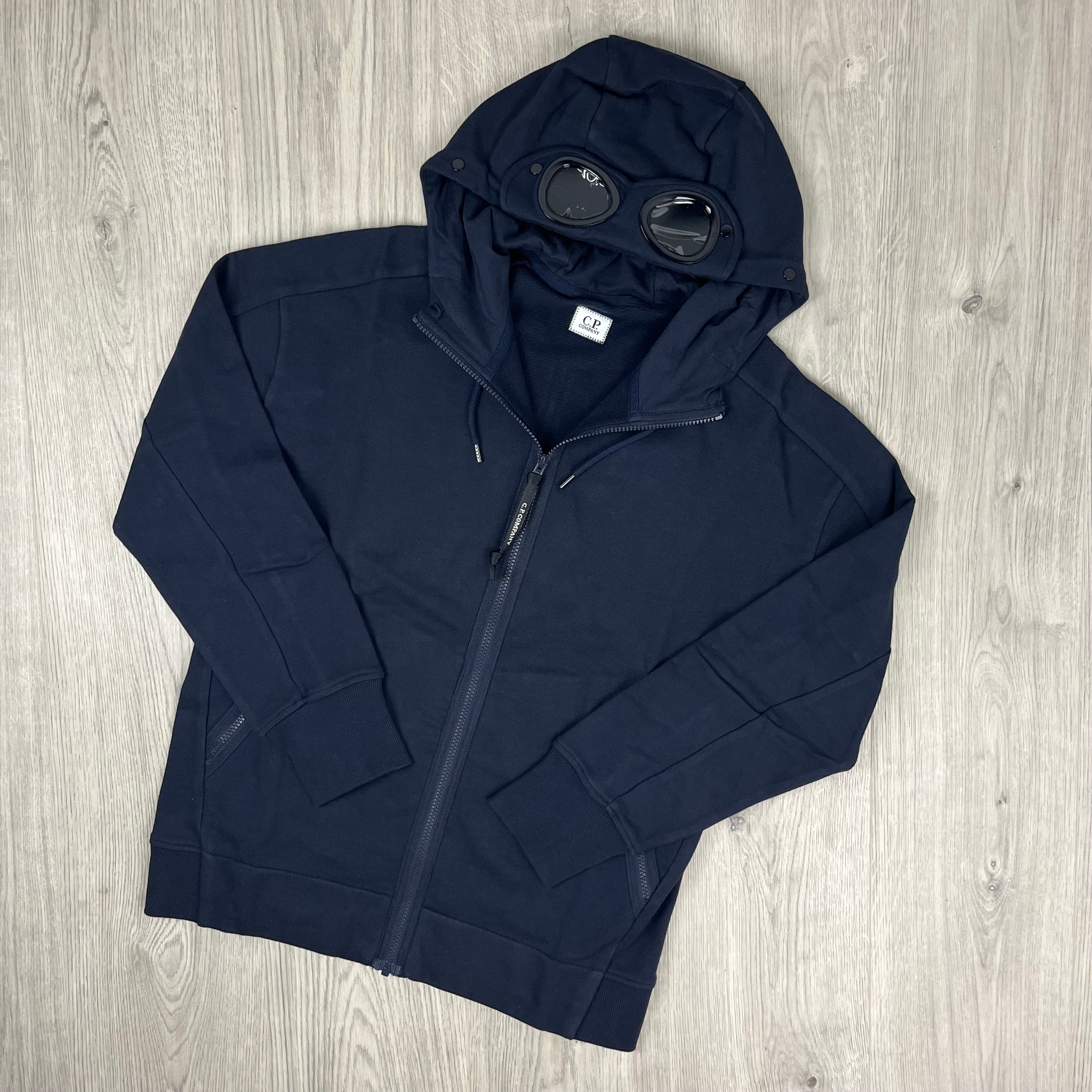 CP Company | Men's Raised Fleece Goggle Hoodie | Navy | Outlet Sale