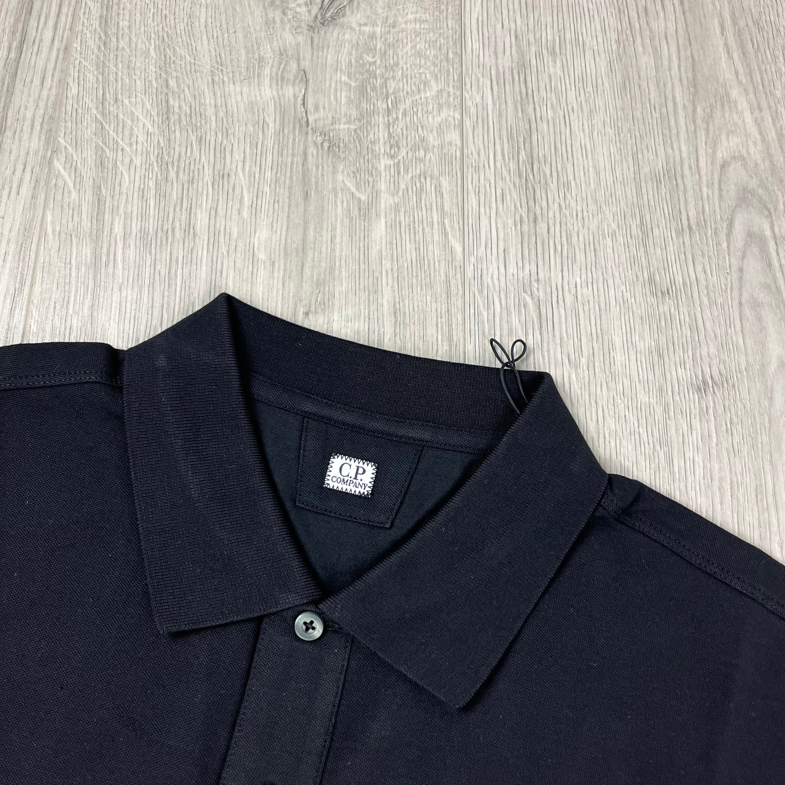 CP Company Piquet Polo Shirt - Black