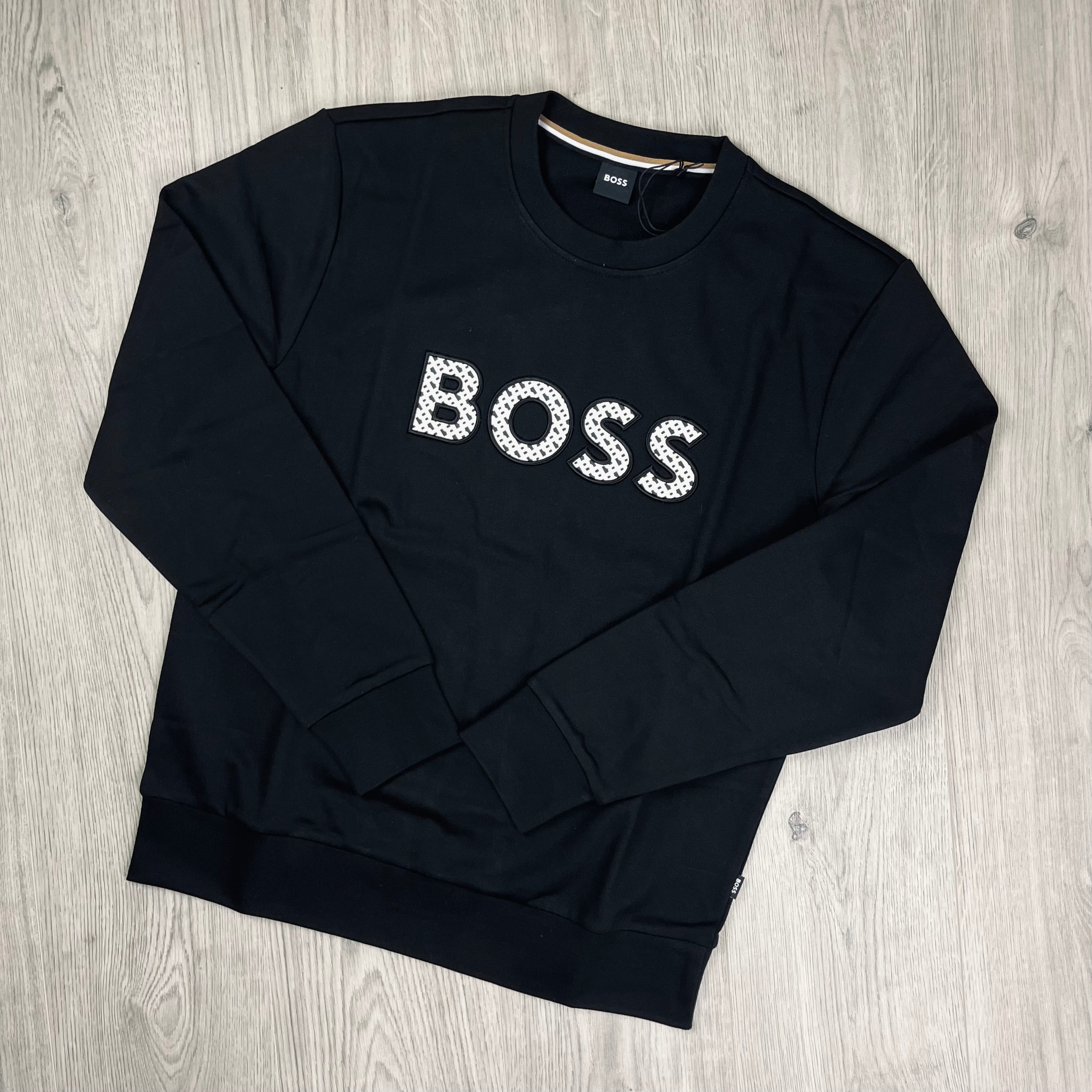 Hugo Boss Logo Sweatshirt in Black. On sale at Open Attire.