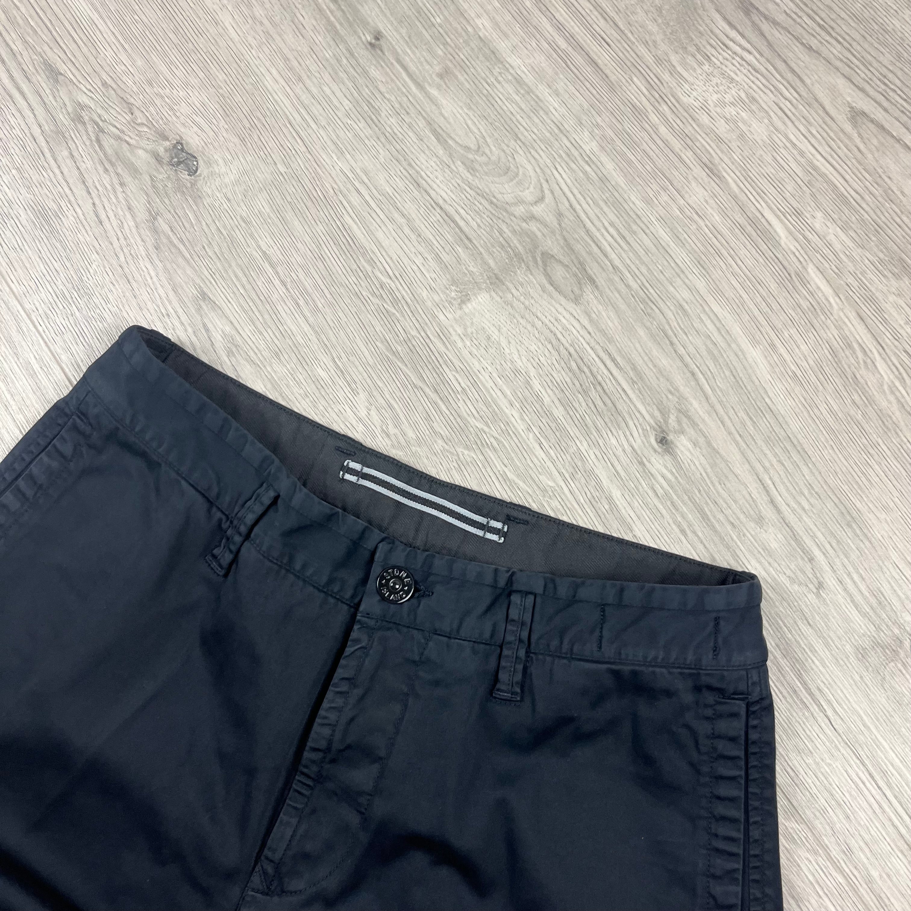 Stone Island Cotton Satin Cargo Trousers in Navy Blue. On sale at Open Attire