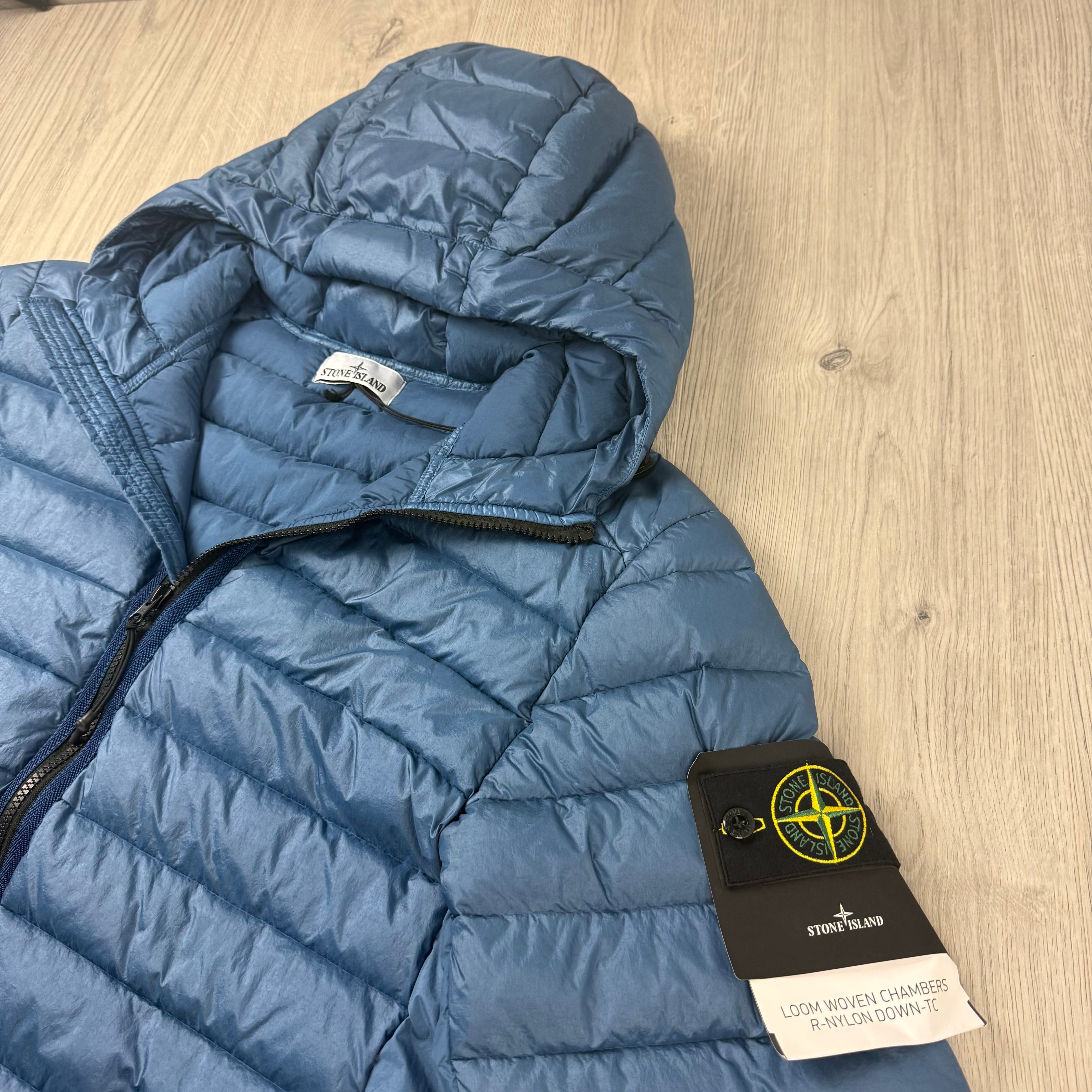 Stone Island Woven Down Jacket - Avio Blue