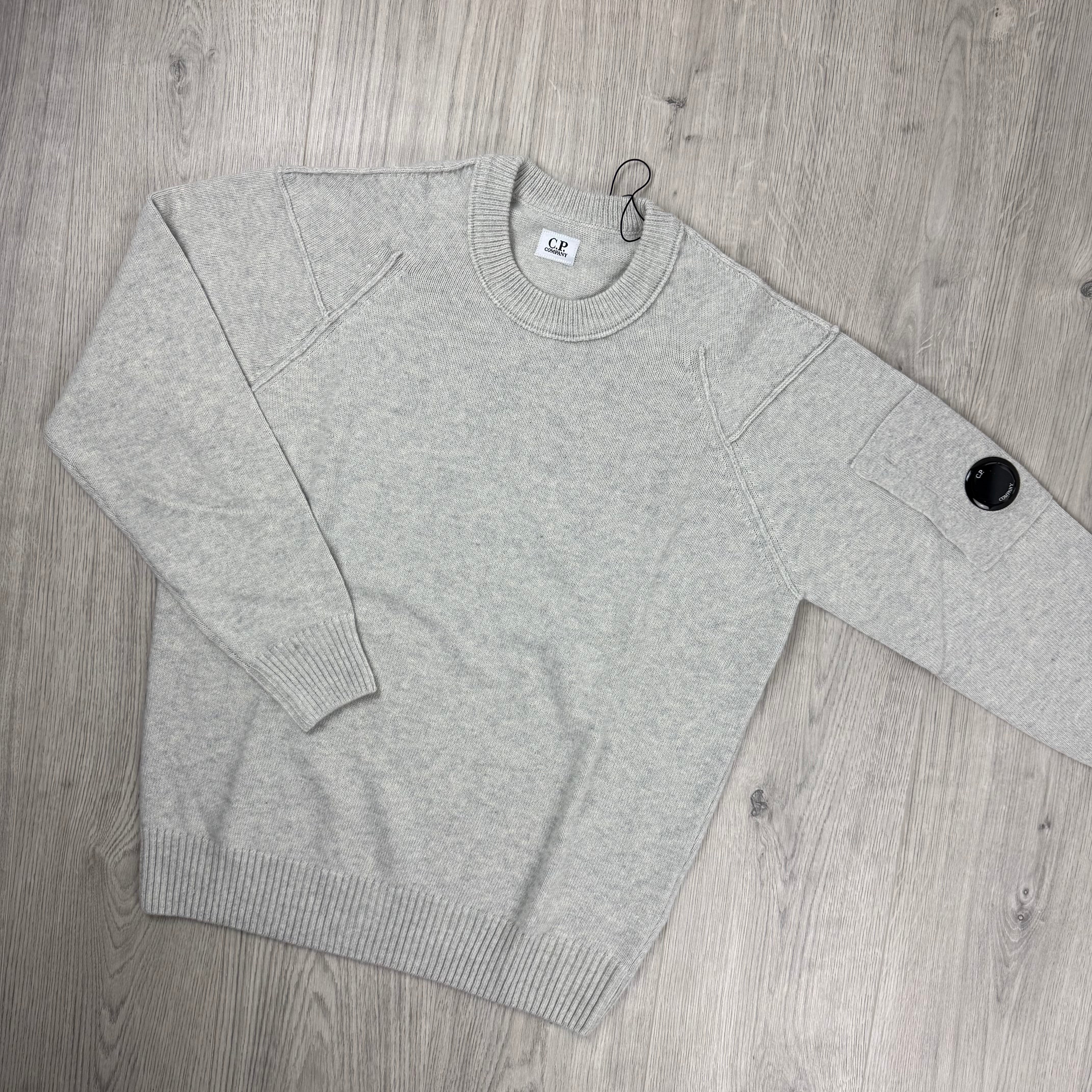 CP Company | Men's Rib Knit Sweatshirt | Grey Melange | Outlet Sale