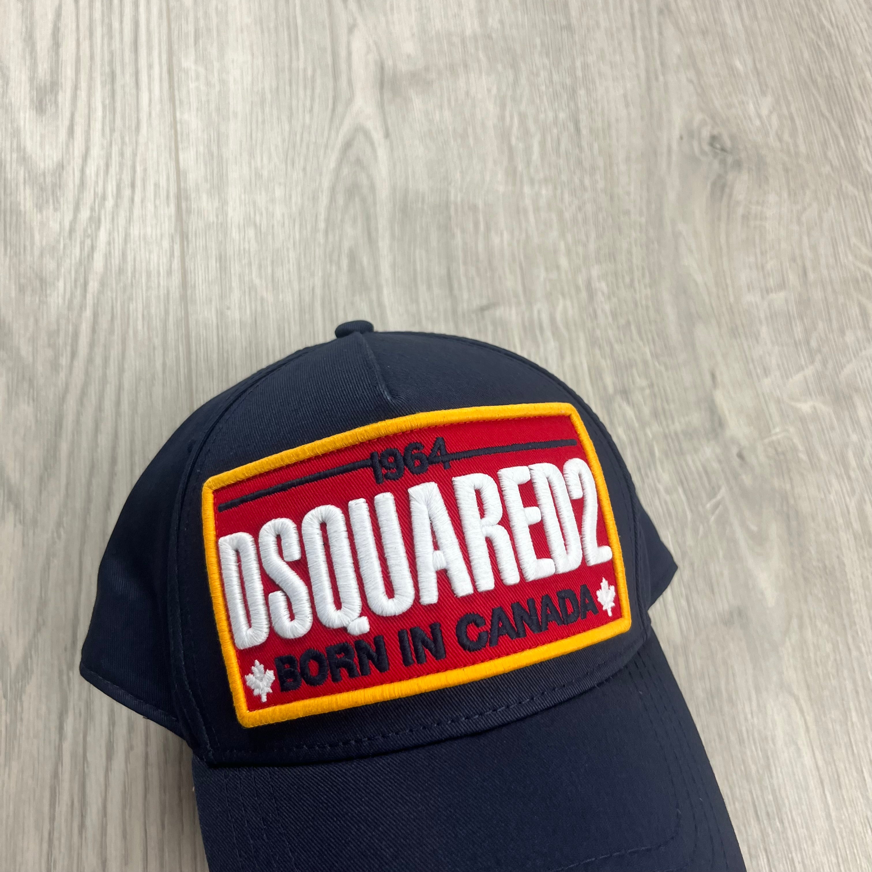 DSQUARED2 embroidered baseball cap in Navy Blue. On sale at Open Attire.