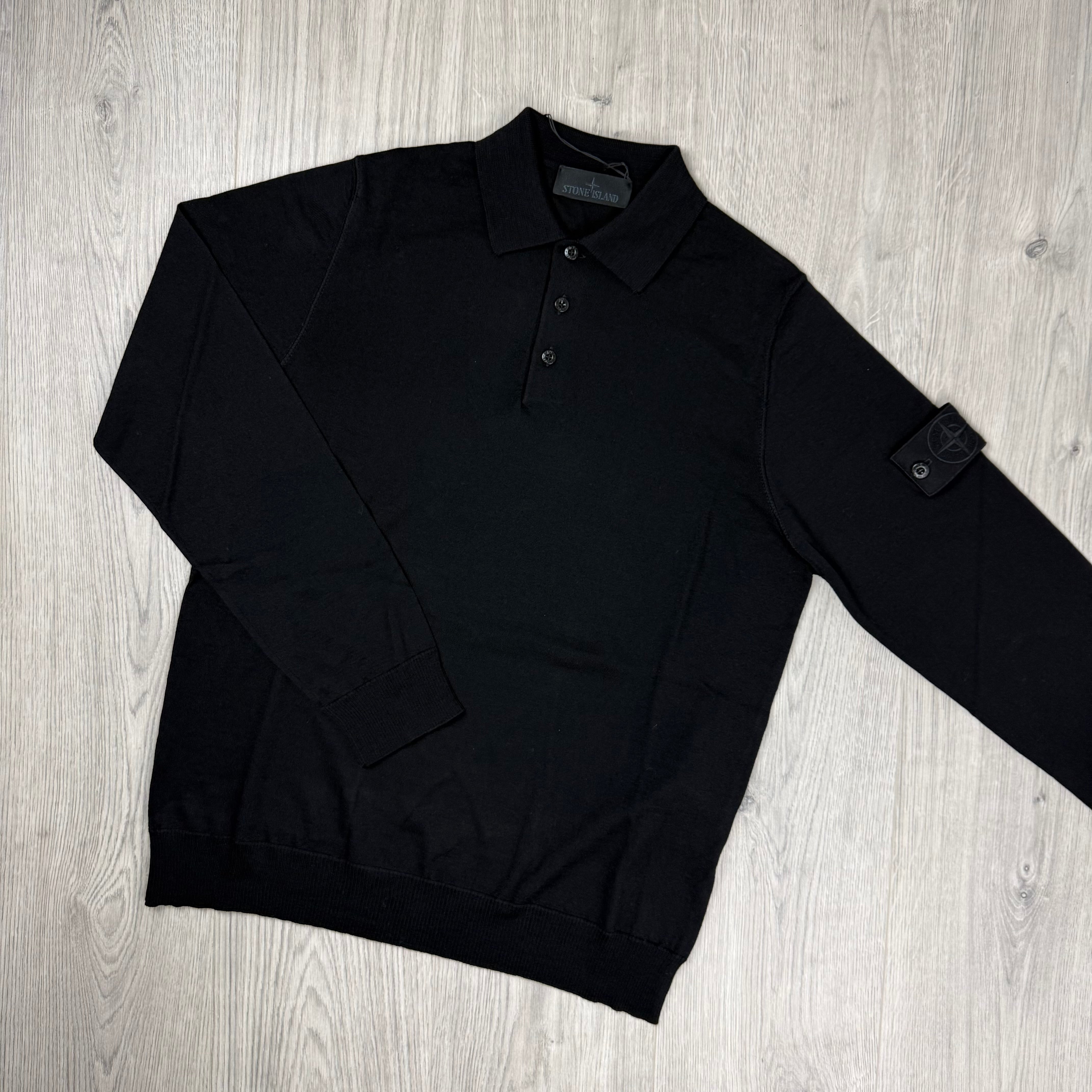 Stone Island Ghost Knit Polo Shirt - Black