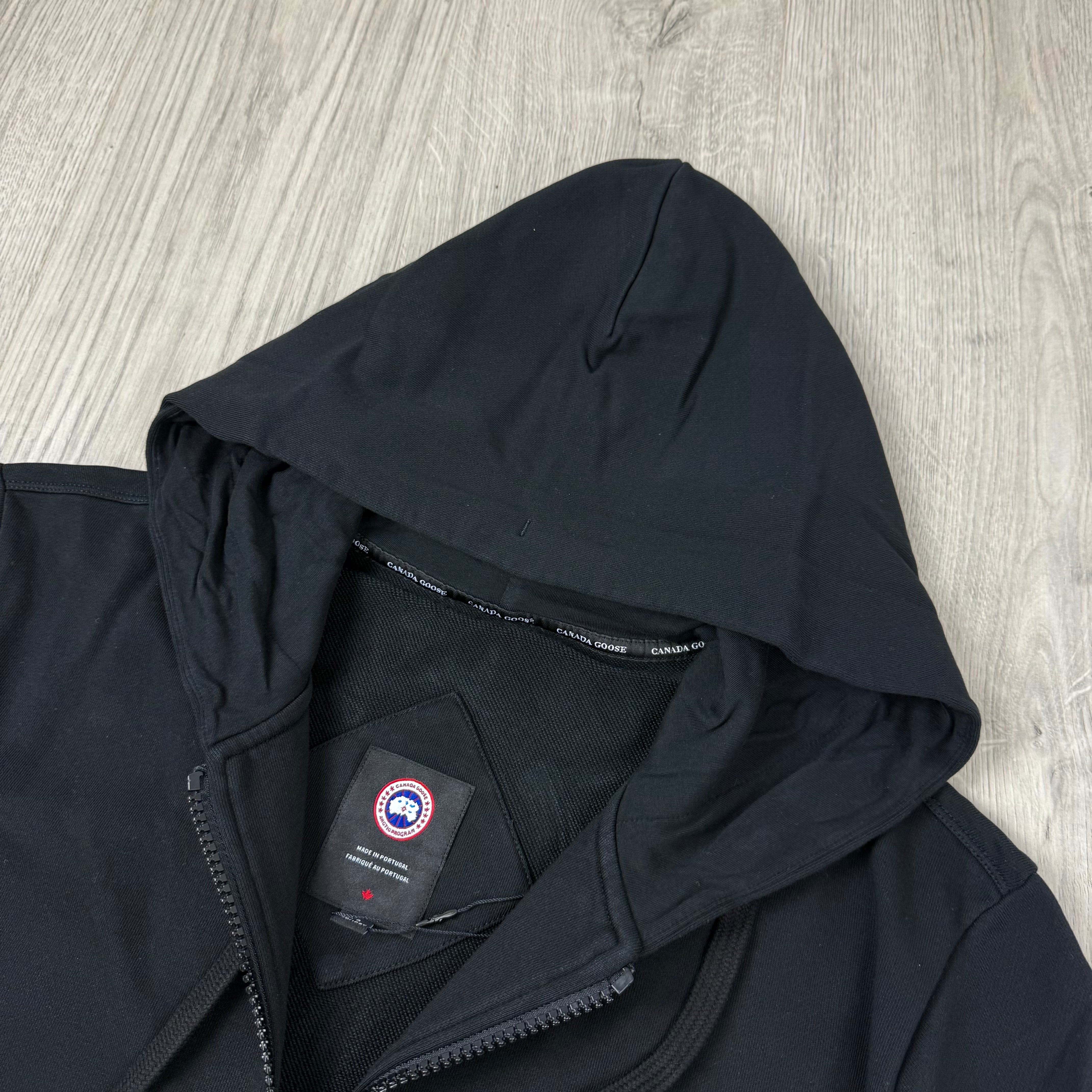 Men's Canada Goose Huron Zip Hoodie in Black. On sale at Open Attire. 