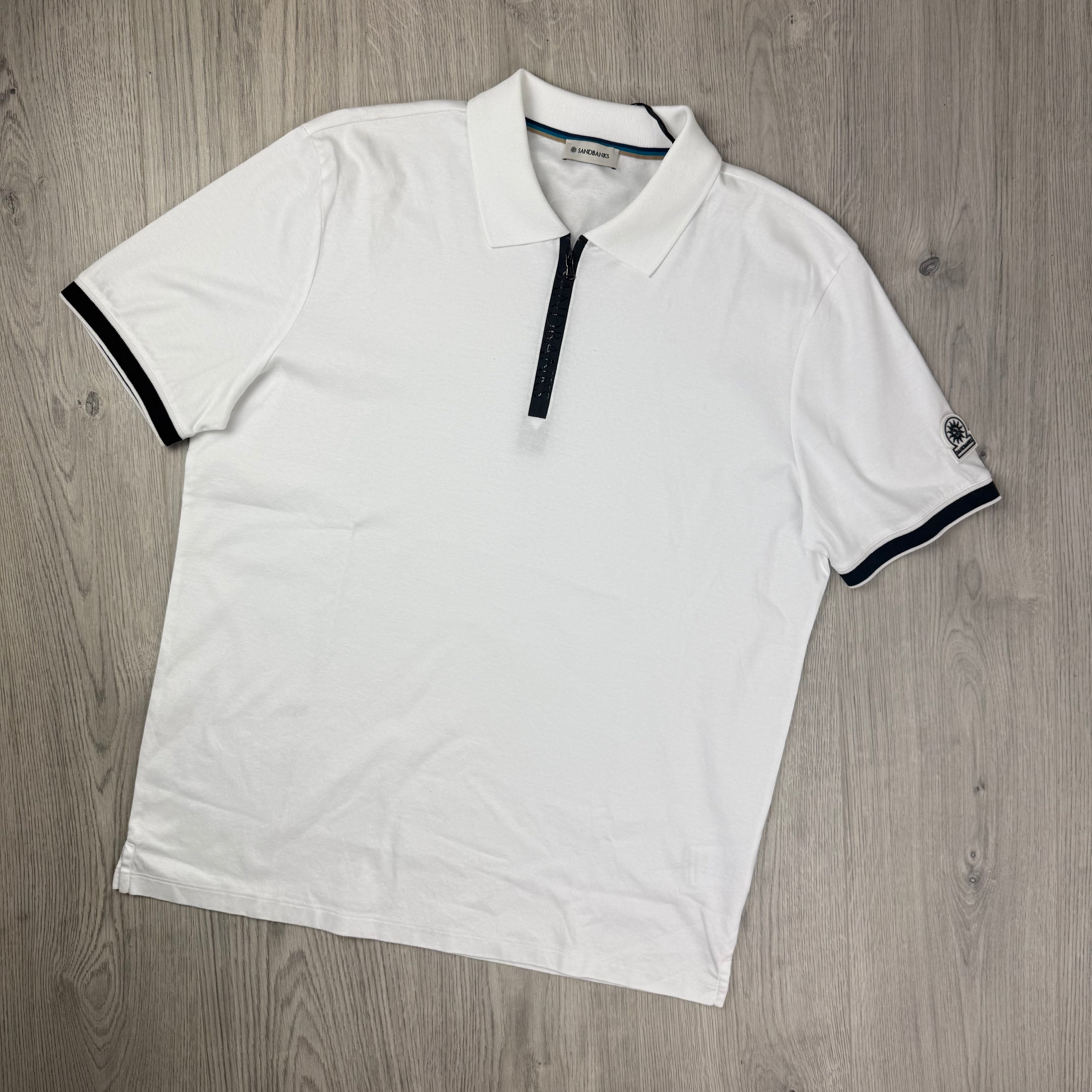 Sandbanks Silicone Zip Polo Shirt - White