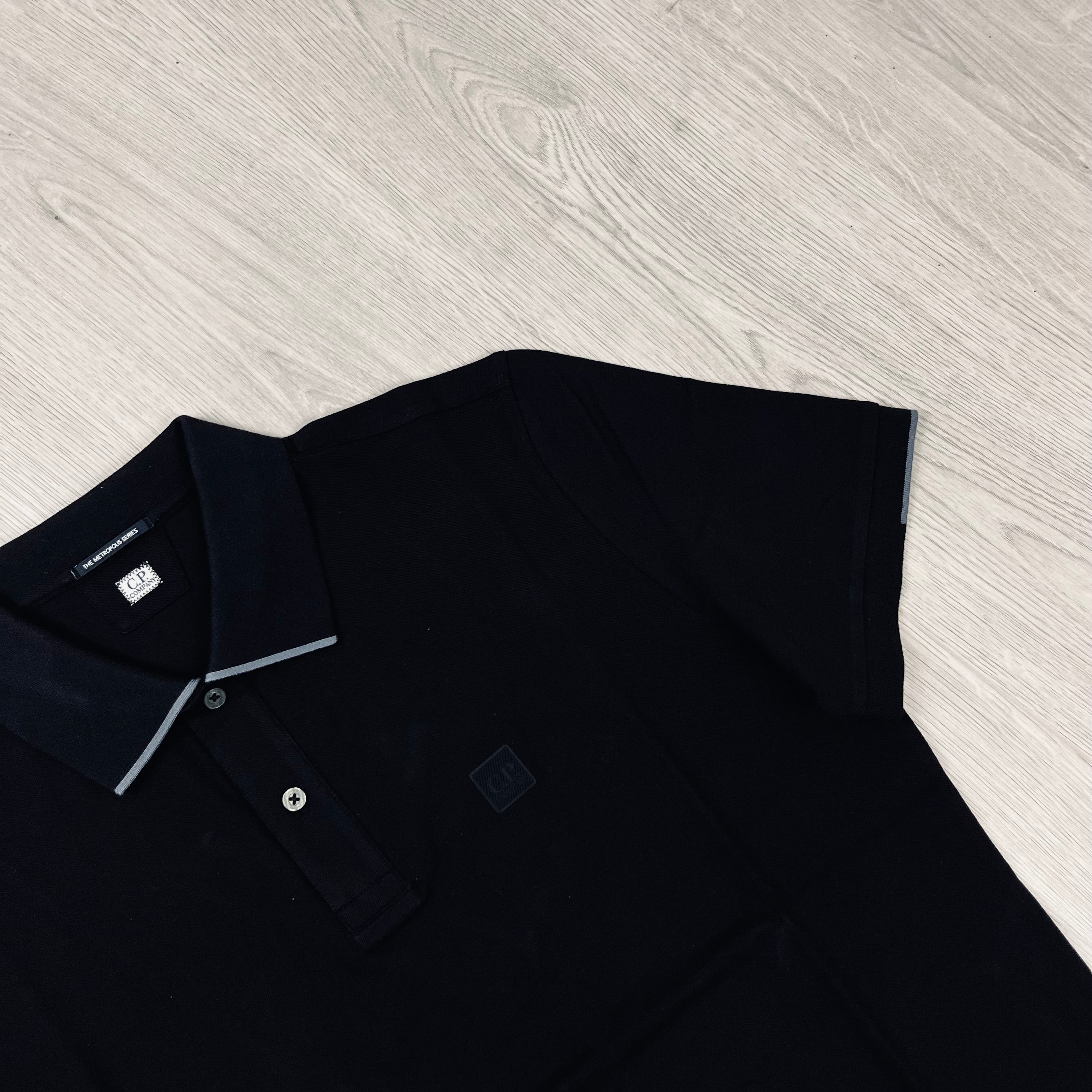 CP Company Metropolis Polo Shirt in Black. On sale at Open Attire.