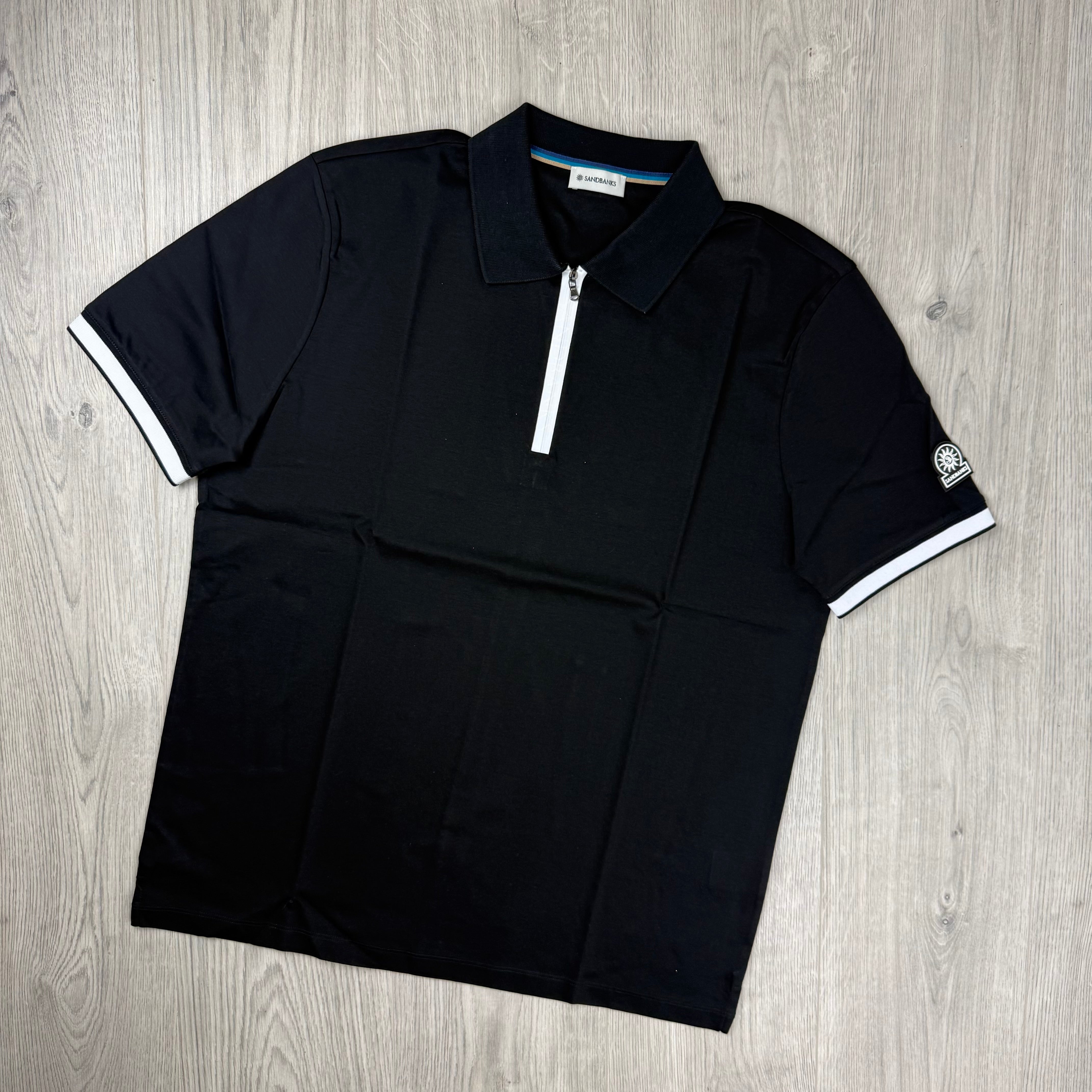 Sandbanks Silicone Zip Polo Shirt - Black