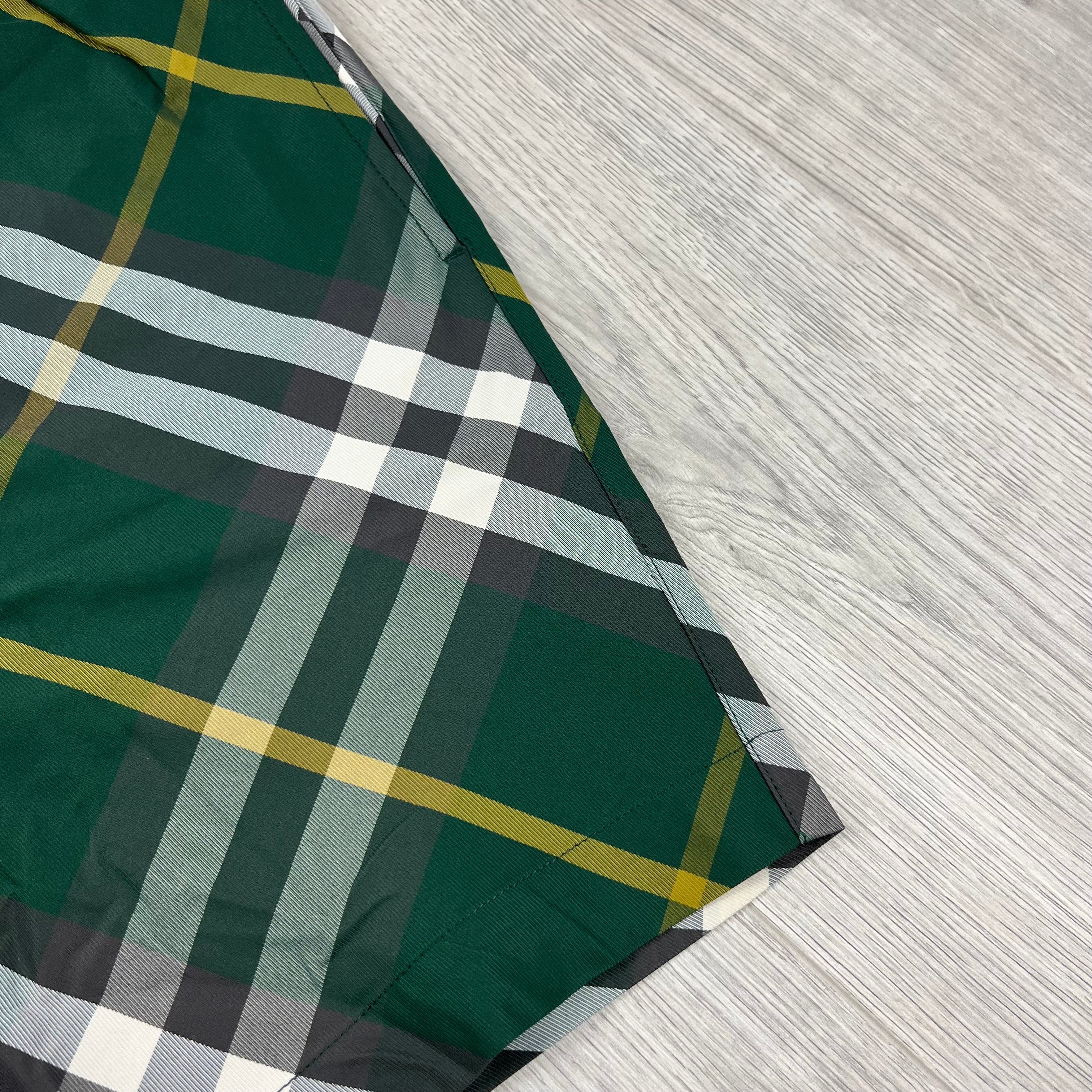 Burberry EKD Check Swim Shorts in Ivy Green. On sale at Open Attire.