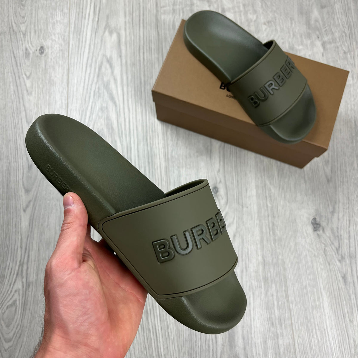 NWT Burberry Farley Camo Slides in mangrove green Burberry Women main image 2