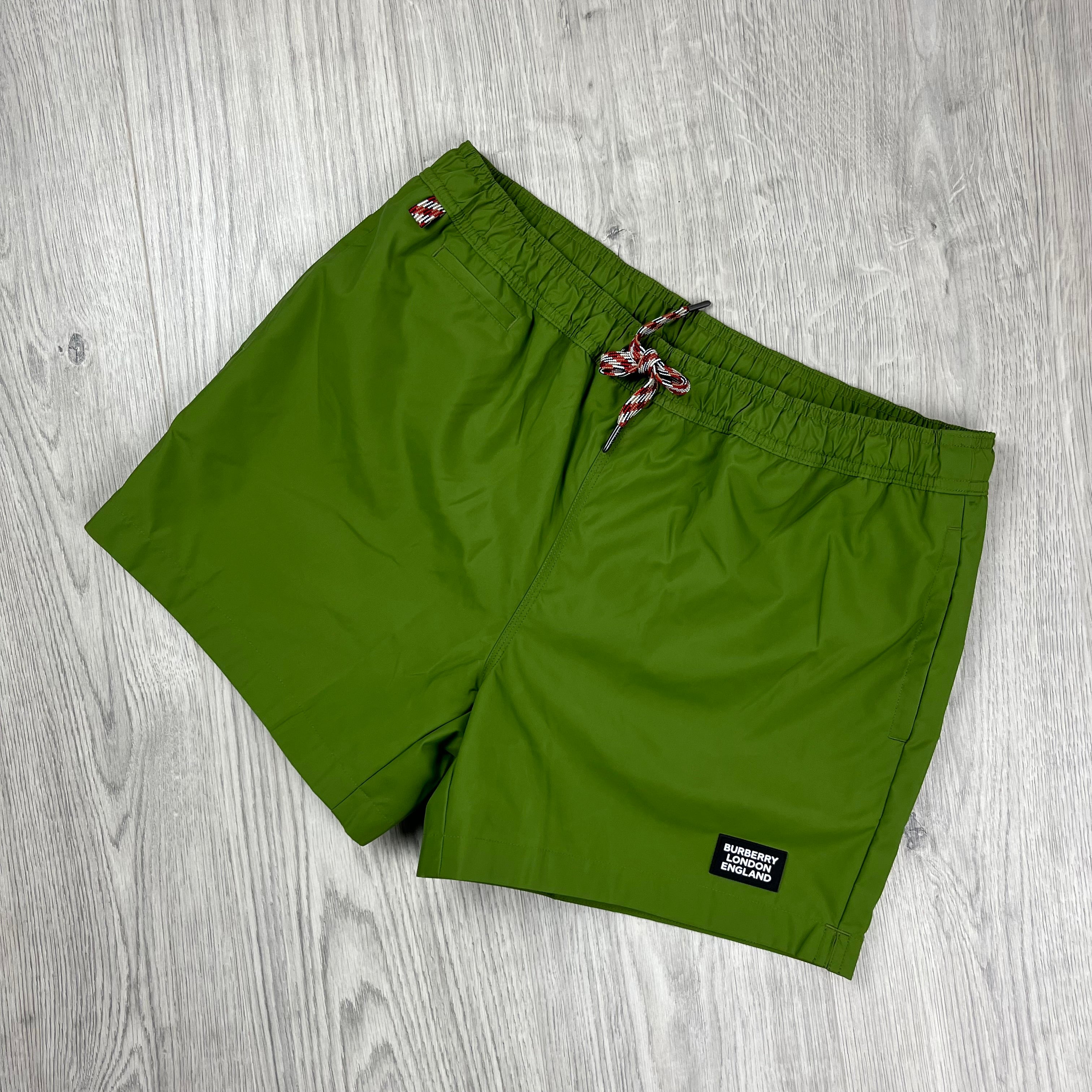 Burberry 'Greenford' Swim Shorts in Cedar Green. On sale at Open Attire.