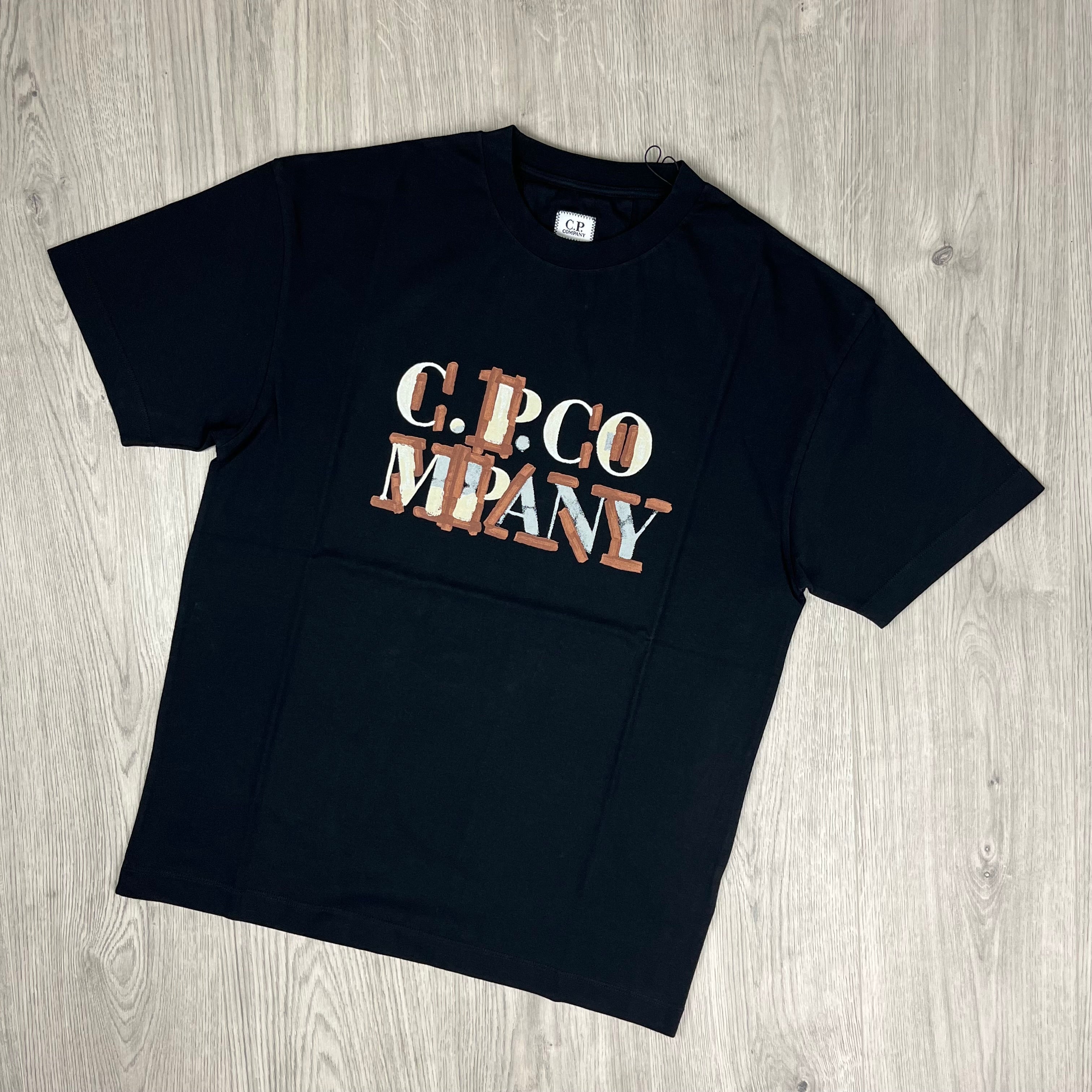 Men's CP Company Blurred T-Shirt in Black. On sale at Open Attire.